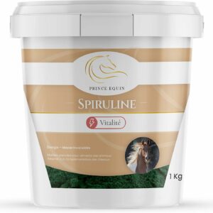 SPIRULINE – Horse nutritional supplement – Bucket 1 kg – Rich in proteins, vitamins, minerals – Energy – Vitality – Horse muscle mass – French brand