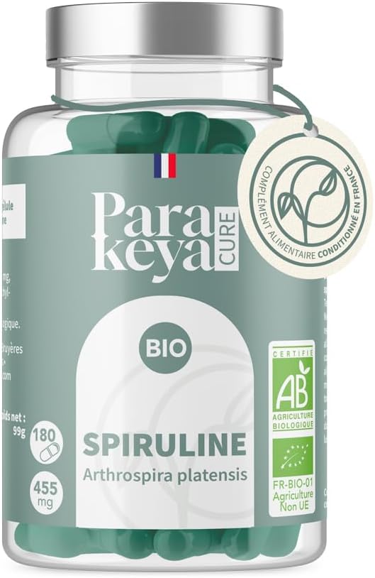 Spirulina Bio 455 mg - 180 capsules - Rich in proteins, vitamins, minerals and antioxidants - Dietary supplement - Image 2