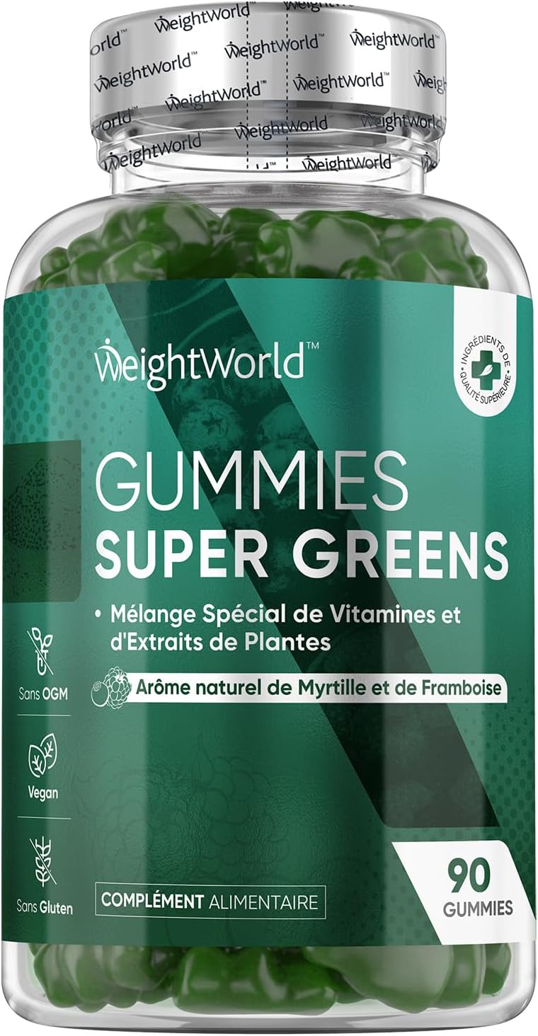 Super Green Powder in Gummies - 90 Vegan Gummies, Natural Blueberry & Raspberry Flavour, Superfood Greens with B Vitamins, Zinc, Moringa, Chlorella (Chlorophyll), Celery, Artichoke, Parsley, Spinach - Image 2