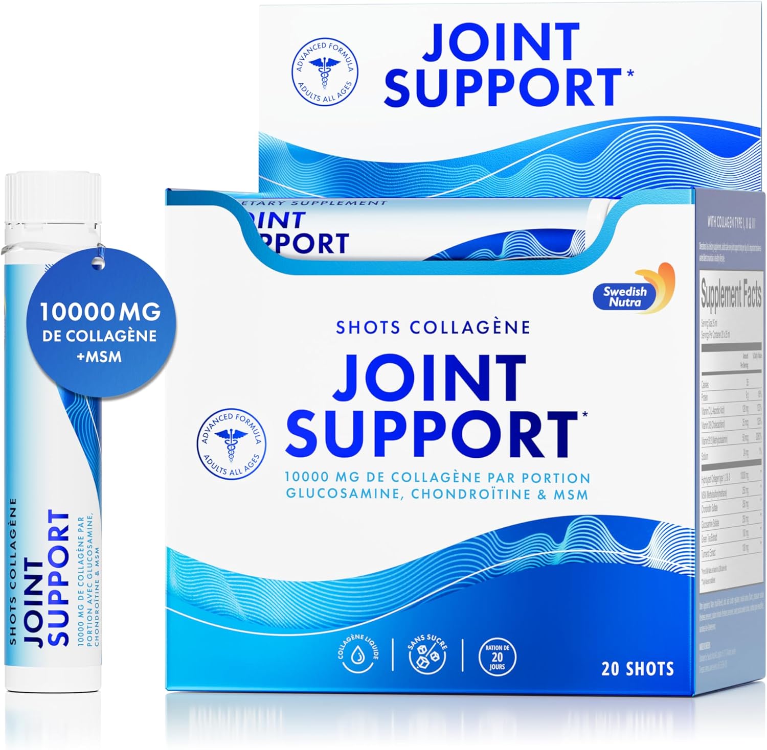 Swedish Nutra 10,000mg Collagen Liquid Joint 20 x 25ml Types 1 2 3 Glucosamine MSM Chondroitin Turmeric Natural Flavour Sugar Free for Men and Women - Image 2