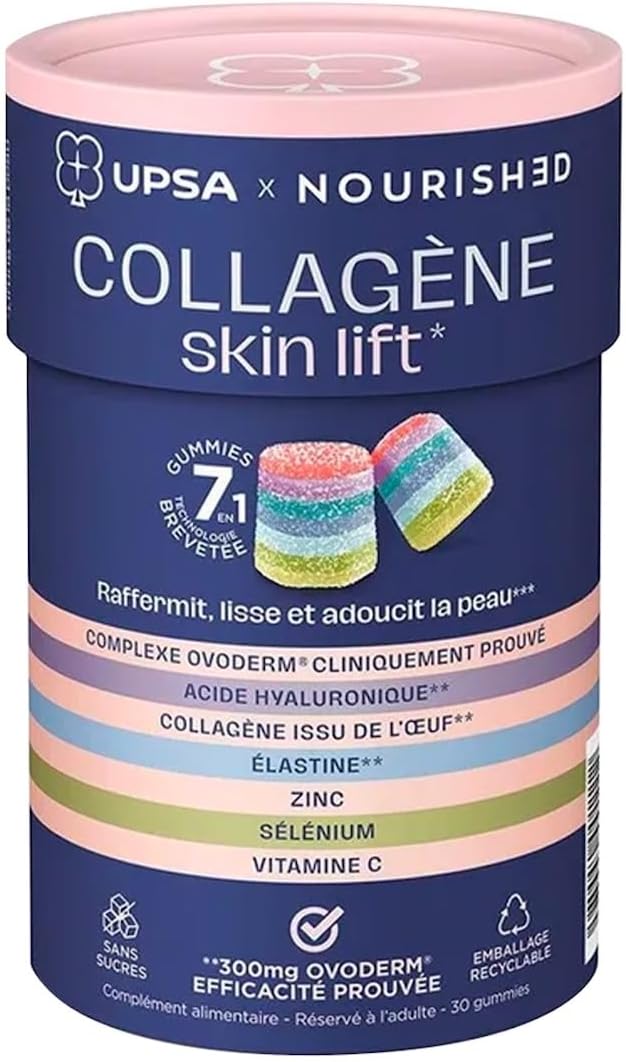 UPSA X NOURISHED - 7-in-1 Collagen Gummies - Food Supplement for Smooth & Firm Skin - Collagen, Hyaluronic Acid, Elastin - Sugar Free & Vegan - Fruity Flavour - 1 Month Cure - 30 Gummies - Image 2