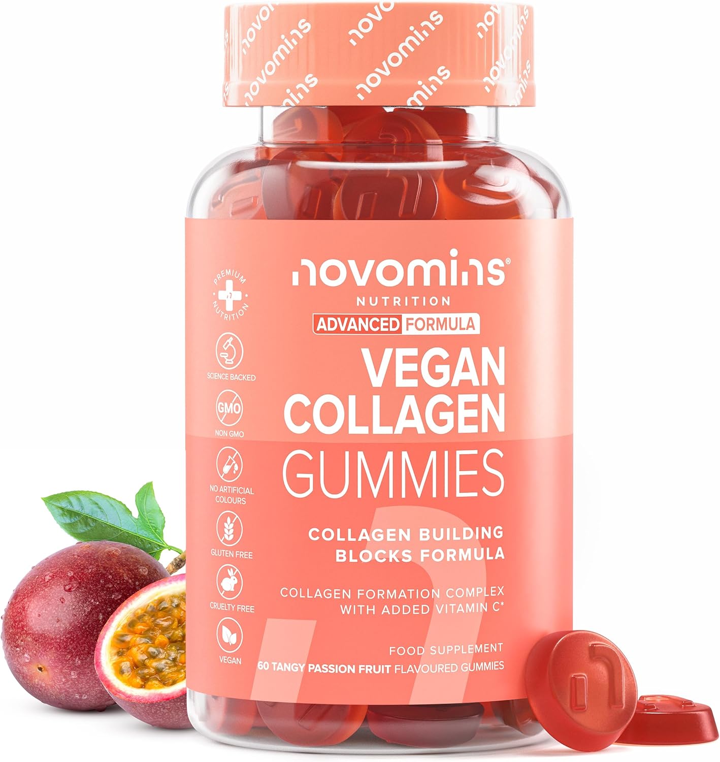 Vegan Collagen - Vegan Collagen and Hyaluronic Acid, Vitamin C & Biotin - Gluten Free - Alternative to Animal Collagen - Hair Growth - 60 Hair Gummies - Novomins - Image 2