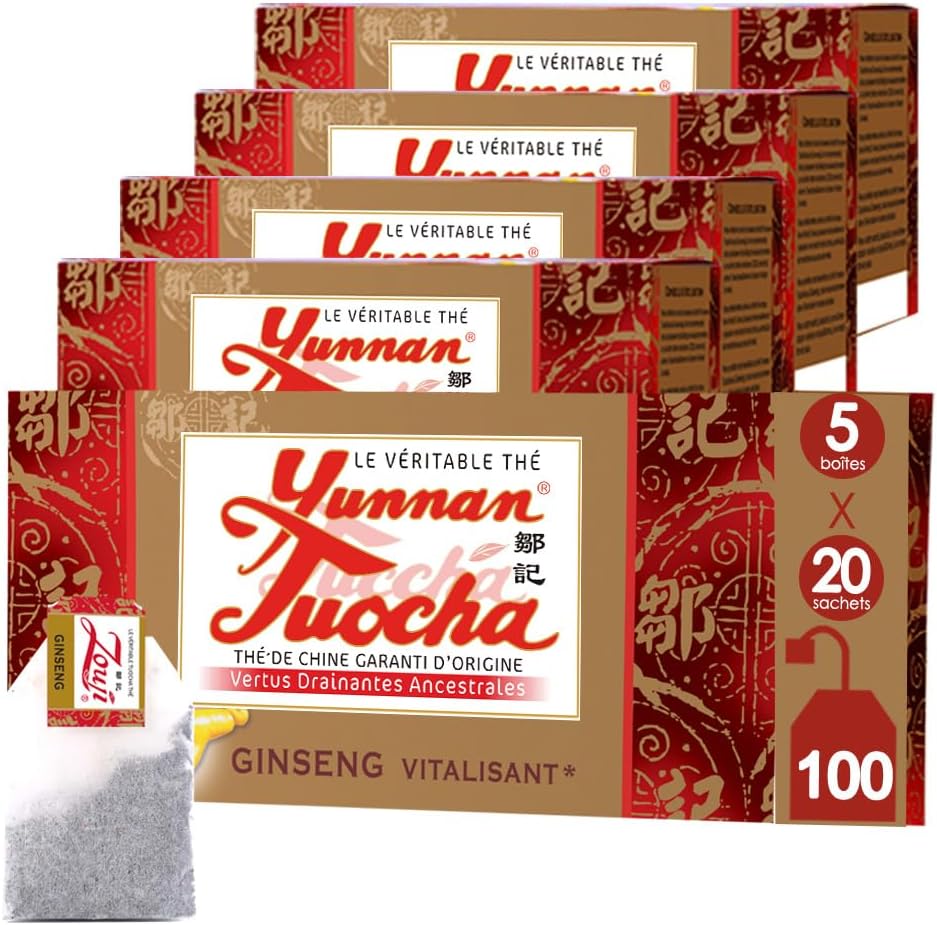 Yunnan Tuocha Zouji Tuocha Tea with Ginseng – Vitalising – 100 Sachets (5 x 20) – 200 g – Yunnan Origin Guarantee - Image 2