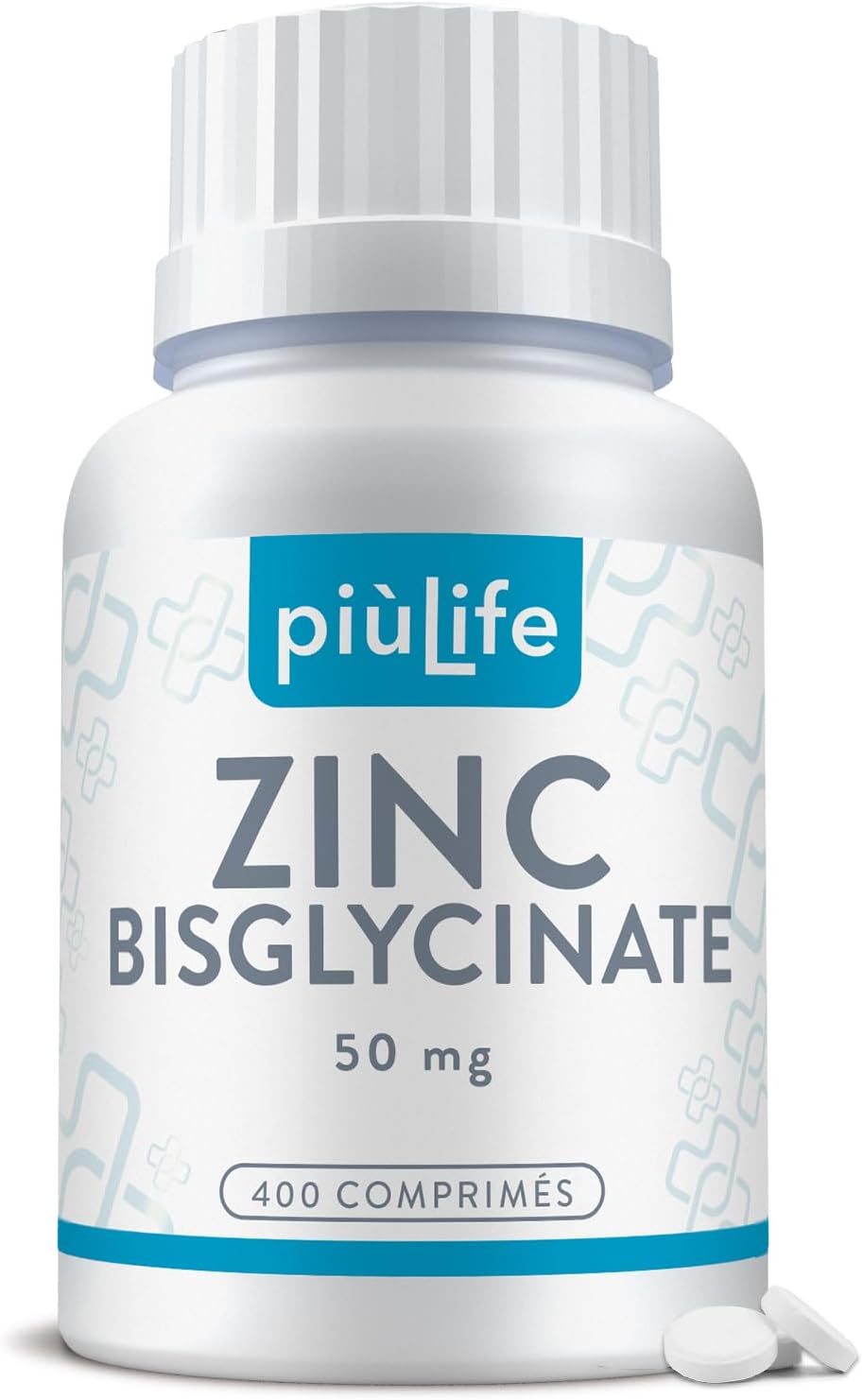 Zinc Bisglycinate 50 mg (including 15 mg Elemental Zink) PiùLife – ZN Highly Bioavailable Dietary Supplement – Skin, Hair, Nails, Immunity – Zinc Bisglycinate – 400 Tablets - Image 2
