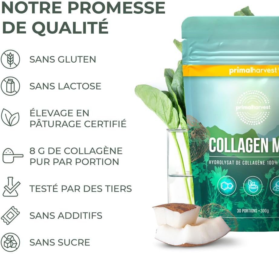 Primal Harvest Collagen powder - 30 servings Premium Collagen Complex - sustainable grass feed - collagen hydrolyzate - neutral taste & optimal solubility (1 Bag (30 Servings), MCT) - Image 7