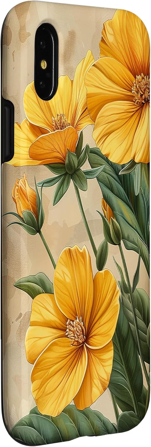 Coque pour iPhone X/XS Graphique Cottagecore Fleur d'onagre - Image 4