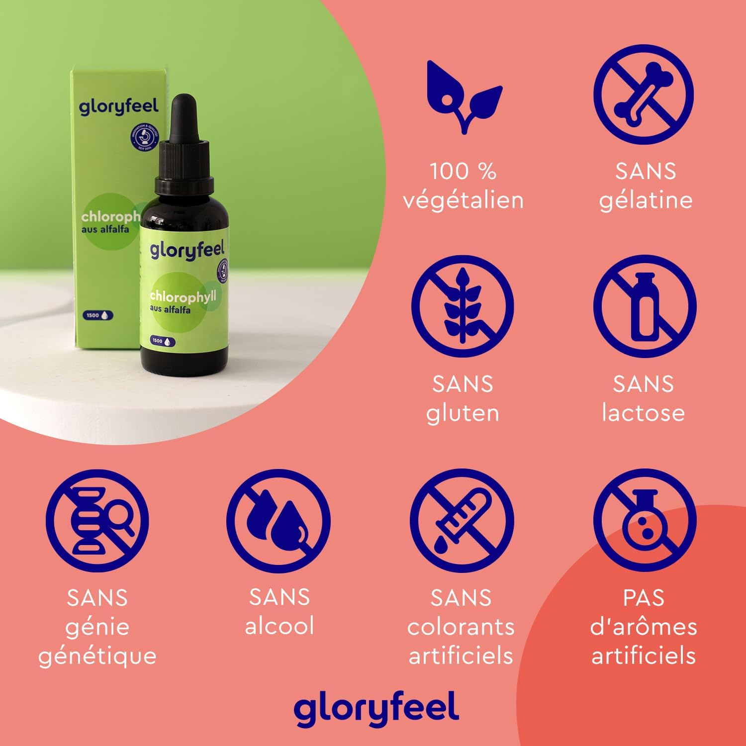 Chlorophyll Alfalfa Liquid 50ml (1500 Drops), 200mg Chlorophylline Per Dose, Alcohol-free Liquid, Chlorophyll Pure Liquid, 100% Vegan & No Additives, Food Supplement - Image 3