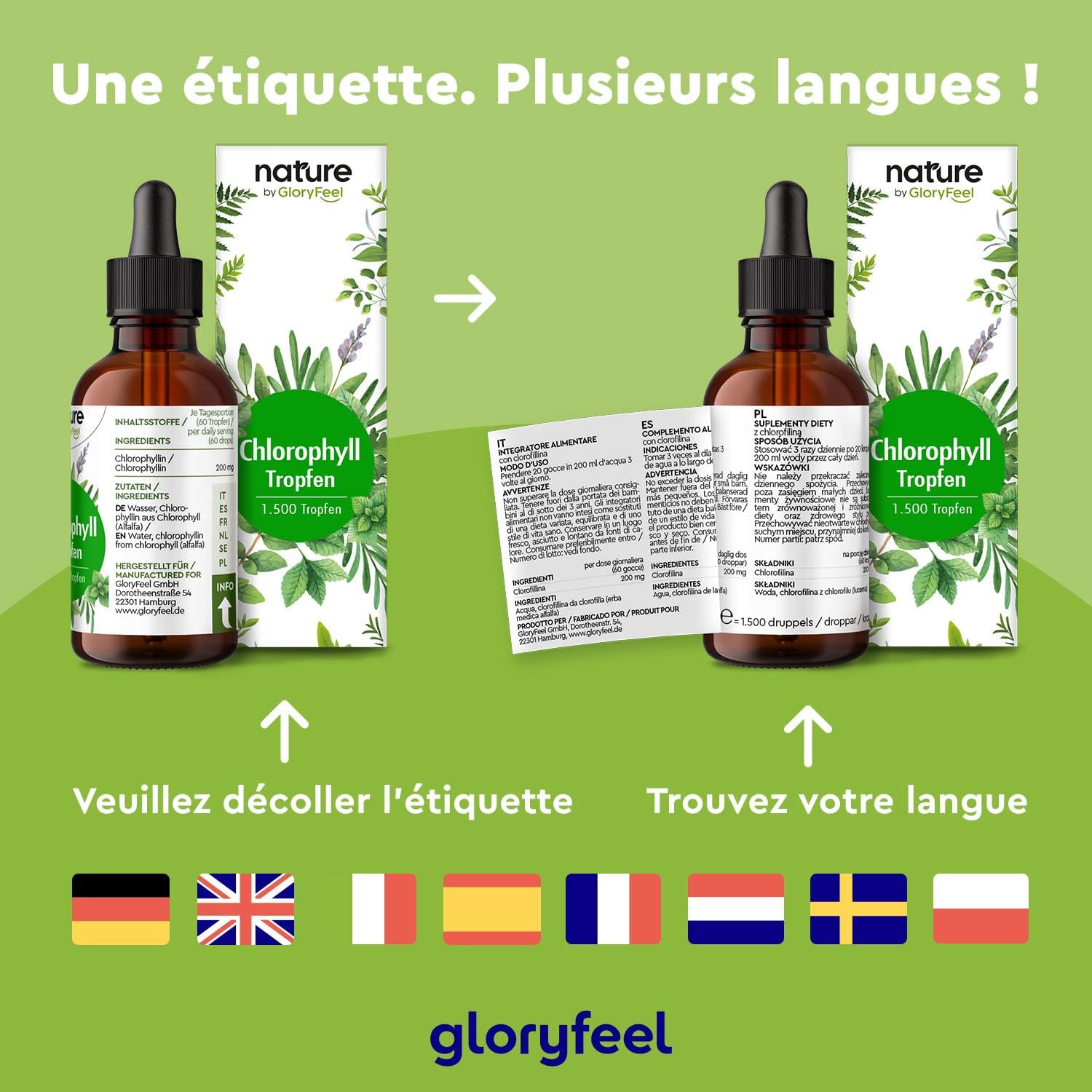 Chlorophyll Alfalfa Liquid 50ml (1500 Drops), 200mg Chlorophylline Per Dose, Alcohol-free Liquid, Chlorophyll Pure Liquid, 100% Vegan & No Additives, Food Supplement - Image 4