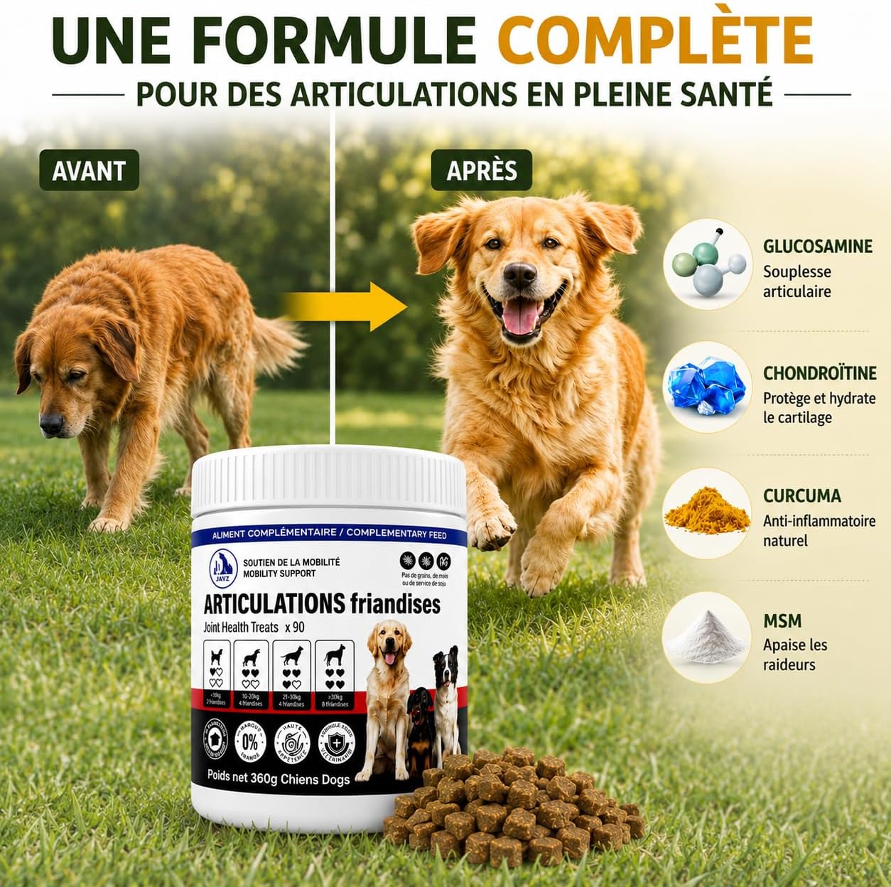 Dog Joint Treats – Relieves Stiffness & Pain – Glucosamine + Chondroitin – Improved Mobility in 30 Days – 90 Chicken Flavoured Bites – JAYZ - Image 3