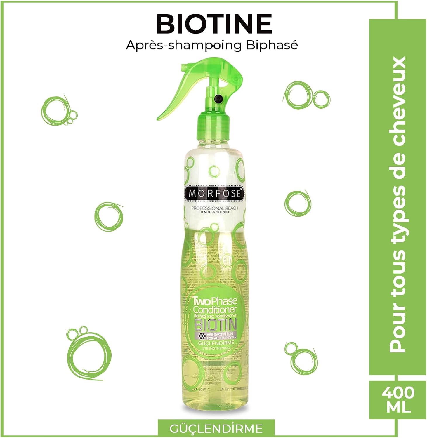 Morfose Biotin Leave-In Conditioner 400ml – Two-Phase Fortifying and Thermoprotective Spray - Image 3