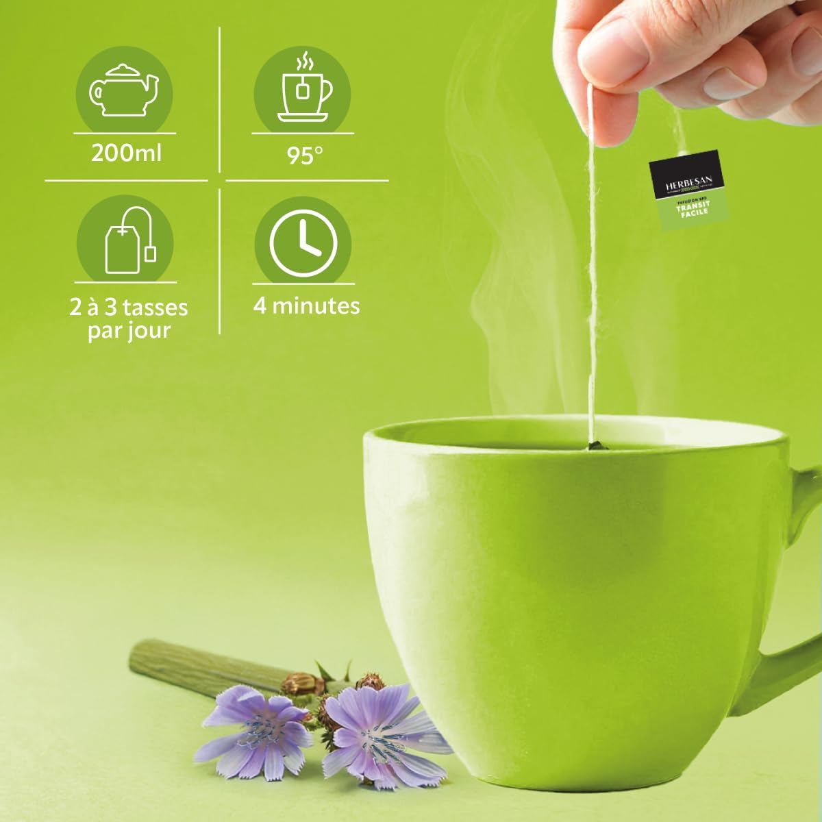 HERBESAN - EASY ORGANIC TRANSIT INFUSION - Mint flavour - Plastic-free - 100% organic plants - 20 paper bags - Image 4