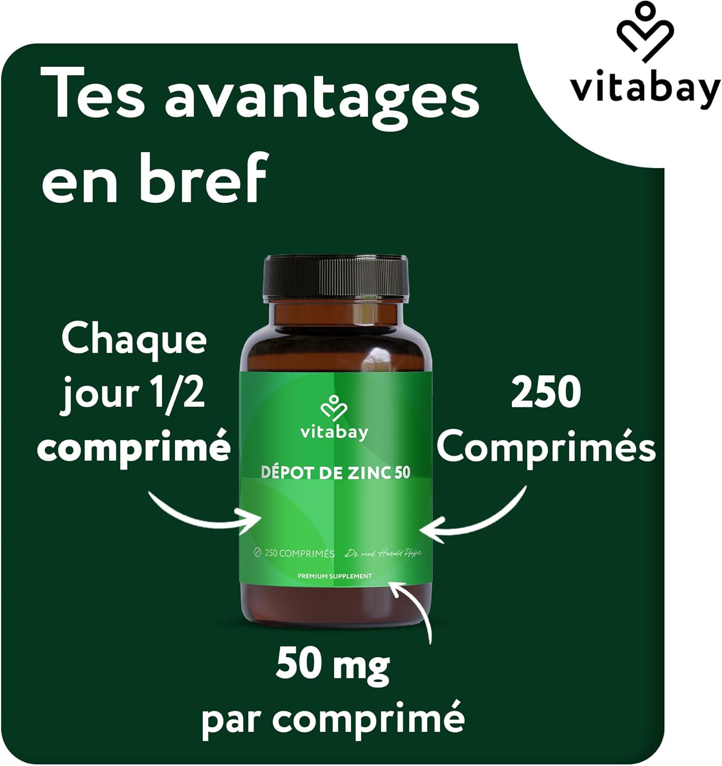 Vitabay Zinc 50 mg High Dose - 250 Vegan Snap-Off Tablets - Zinc Gluconate for Immunity, Skin, Hair & Nails - Laboratory Tested in Germany - 16 Months Reserve - Image 7
