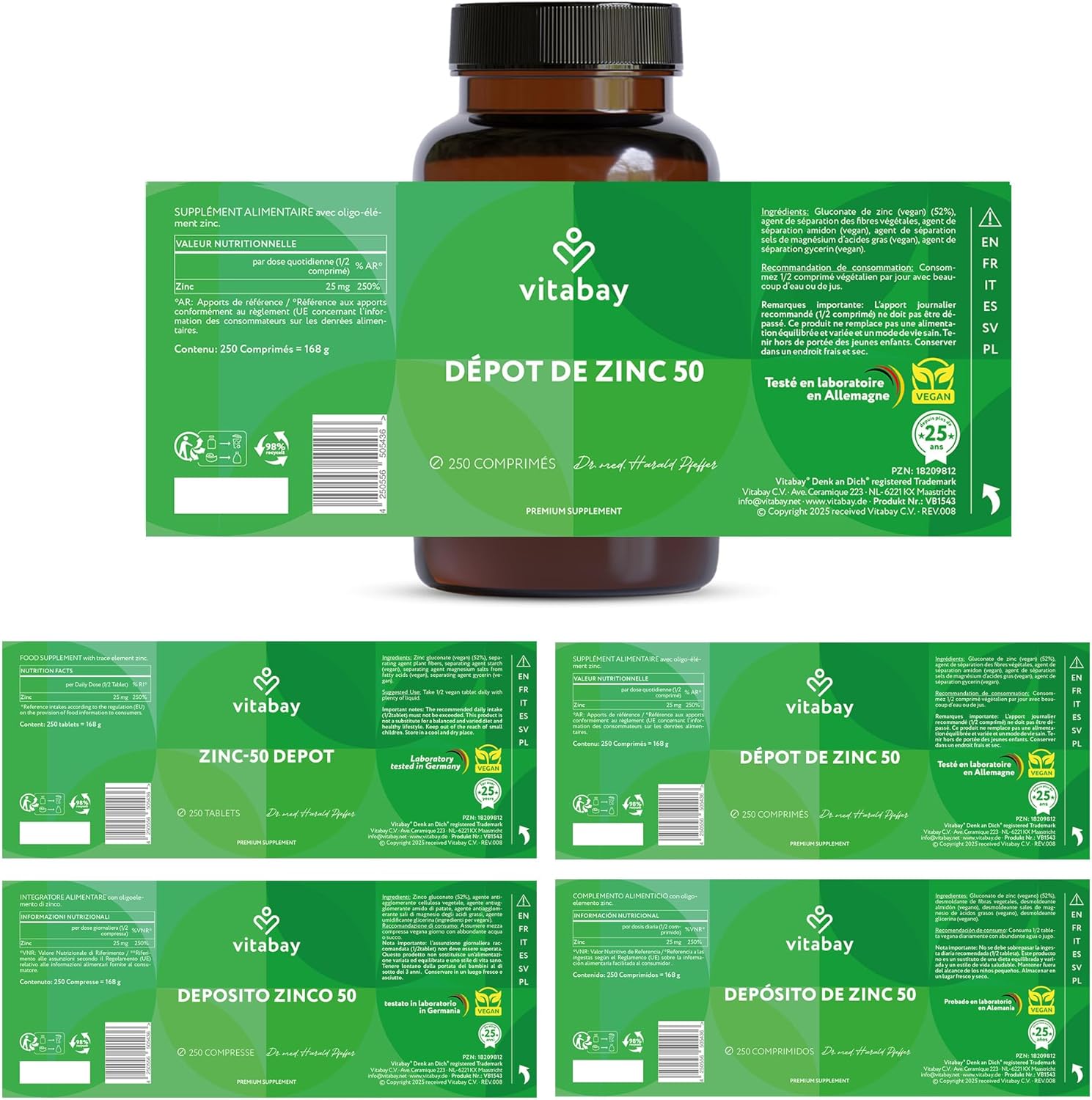 Vitabay Zinc 50 mg High Dose - 250 Vegan Snap-Off Tablets - Zinc Gluconate for Immunity, Skin, Hair & Nails - Laboratory Tested in Germany - 16 Months Reserve - Image 10