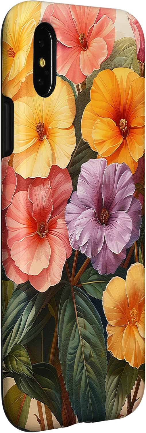 Coque pour iPhone X/XS Bouquet d'onagre floral aux couleurs pastel graphique - Image 4