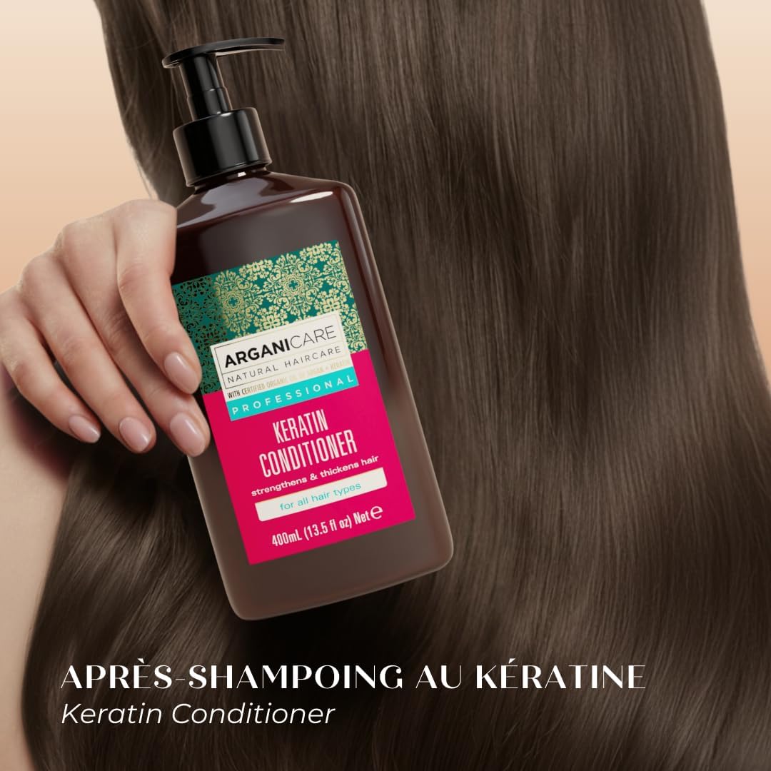ARGANICARE | Keratin Range | Repairing and Nourishing Conditioner | Organic Keratin | Revitalizes & Strengthens | Protects & Repairs | Ultra Nourishing | 400ml - Image 6