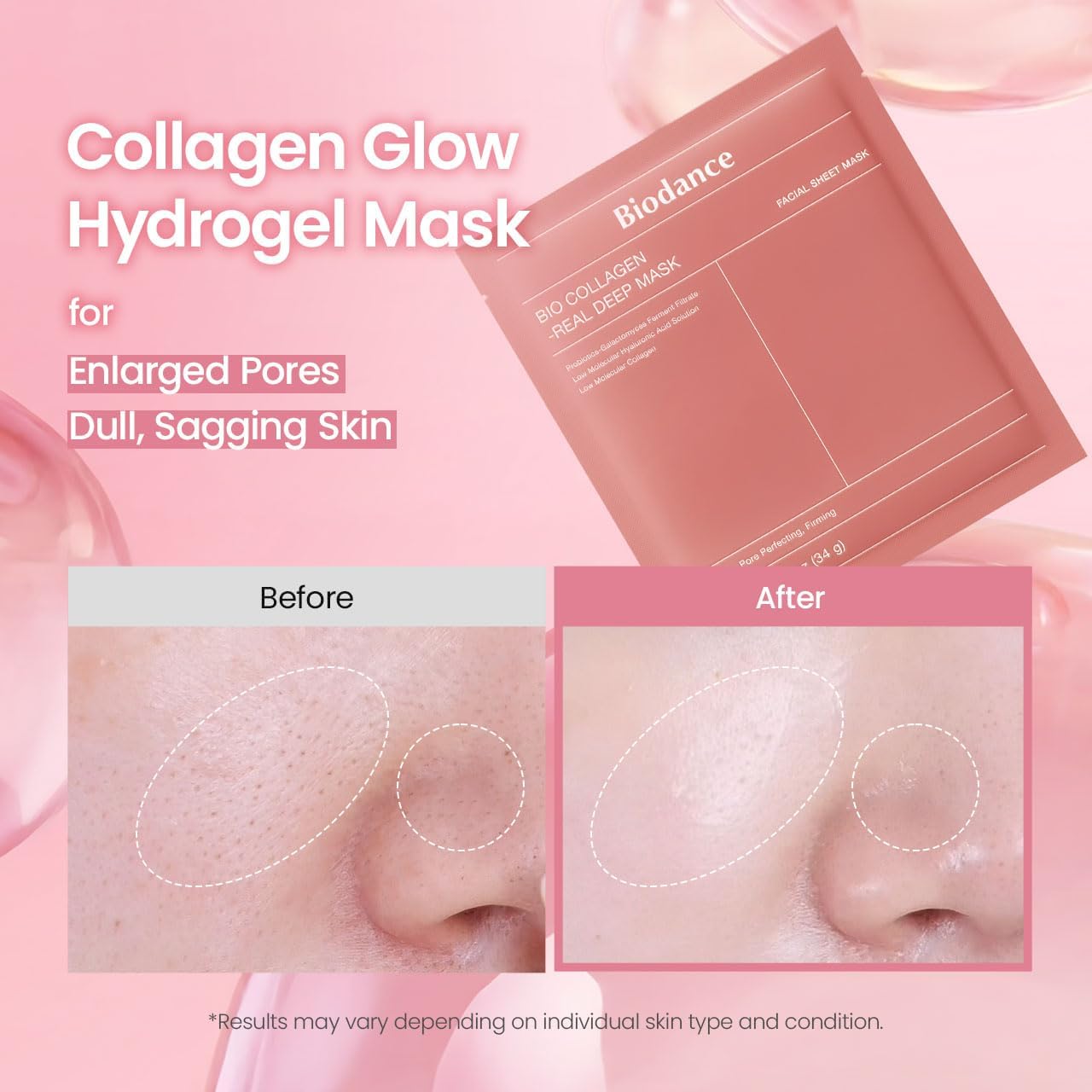 BIODANCE Bio-Collagen Real Deep Mask, Hydrogel Mask, Pore Minimization, Elasticity Enhancement, Korean Skincare | 1.19 oz (1.19 oz) x 4 pcs - Image 4