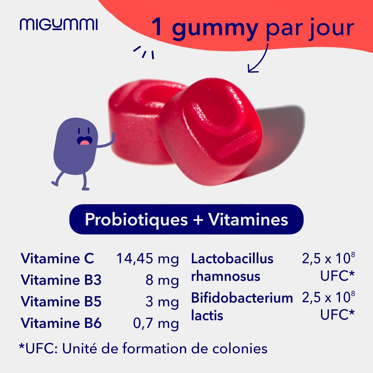 Children's Probiotic Gummies - 100 Natural Cherry Flavour Gummies - Probiotics, Vitamin C, B3, B5, B6 - Intestinal Flora, Gas and Bloating - Children's Vitamins - Vegan - Gluten Free - Image 4