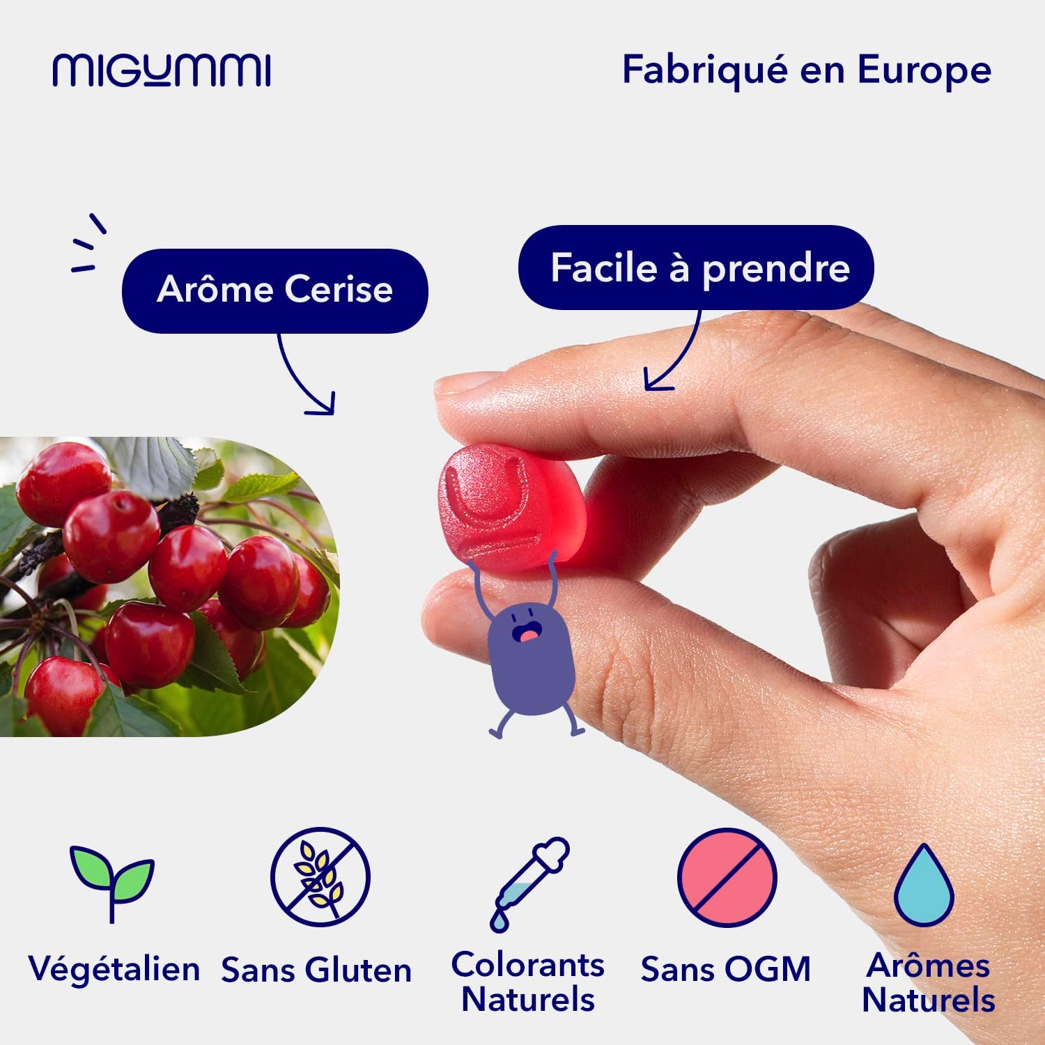 Children's Probiotic Gummies - 100 Natural Cherry Flavour Gummies - Probiotics, Vitamin C, B3, B5, B6 - Intestinal Flora, Gas and Bloating - Children's Vitamins - Vegan - Gluten Free - Image 5