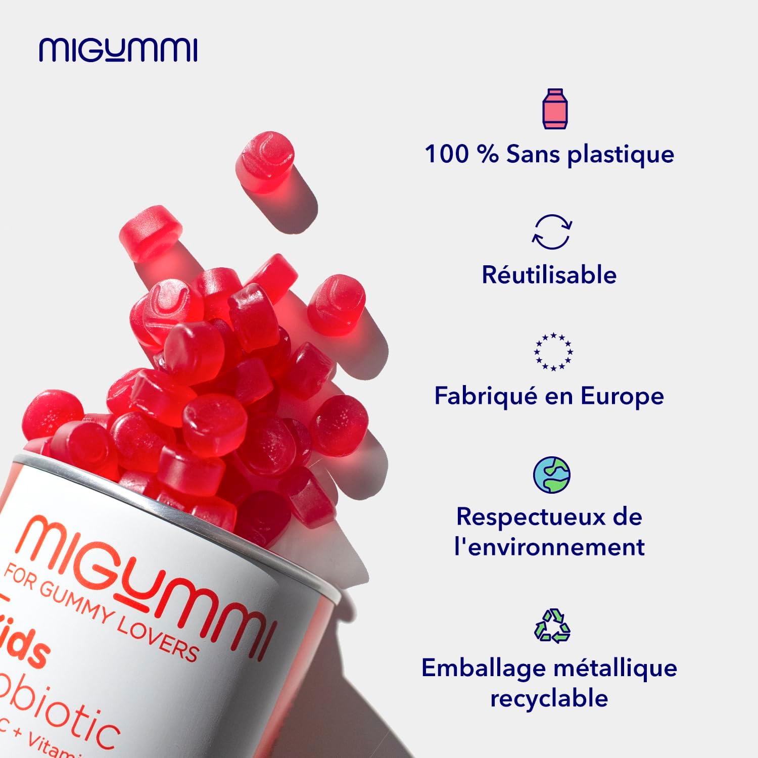 Children's Probiotic Gummies - 100 Natural Cherry Flavour Gummies - Probiotics, Vitamin C, B3, B5, B6 - Intestinal Flora, Gas and Bloating - Children's Vitamins - Vegan - Gluten Free - Image 7