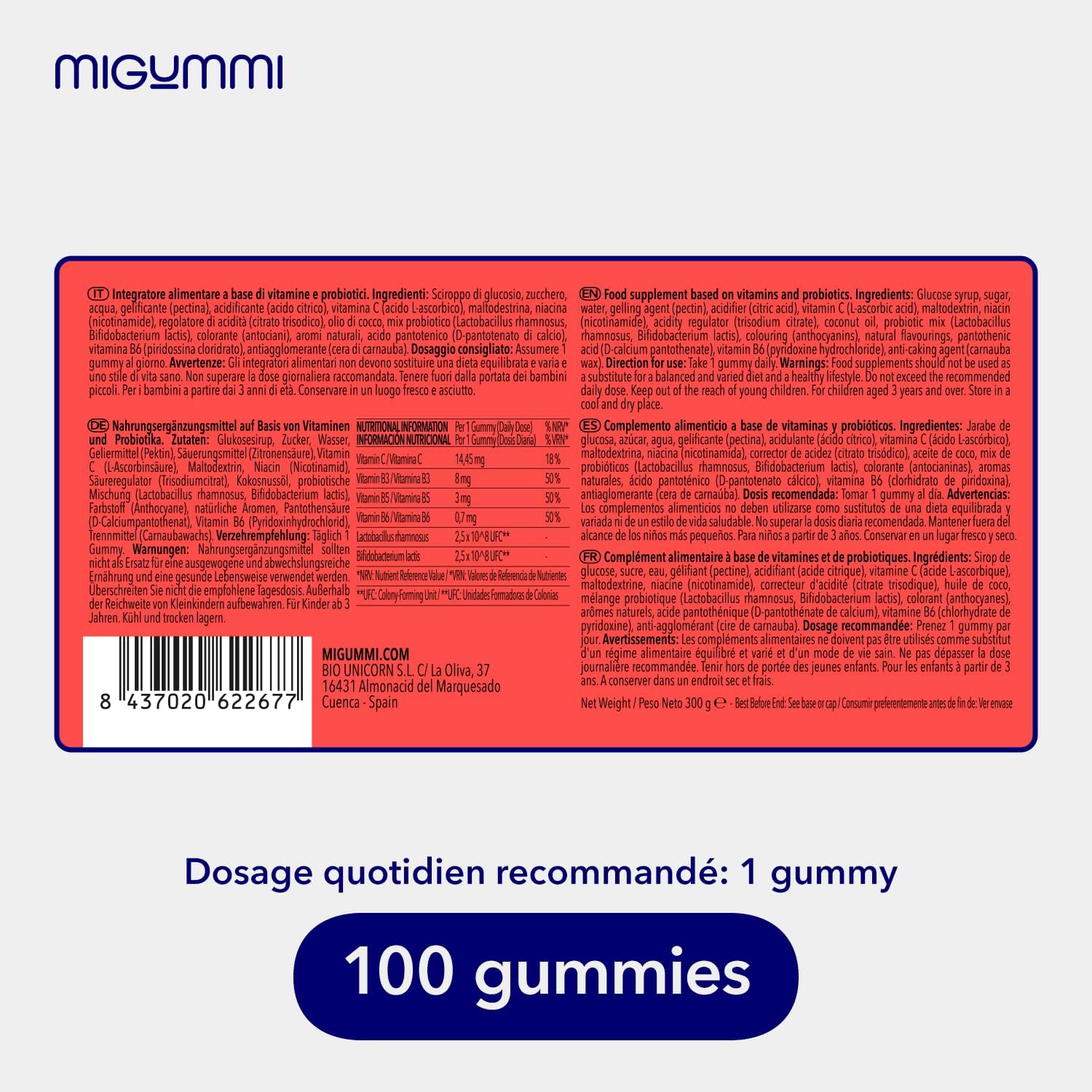 Children's Probiotic Gummies - 100 Natural Cherry Flavour Gummies - Probiotics, Vitamin C, B3, B5, B6 - Intestinal Flora, Gas and Bloating - Children's Vitamins - Vegan - Gluten Free - Image 8