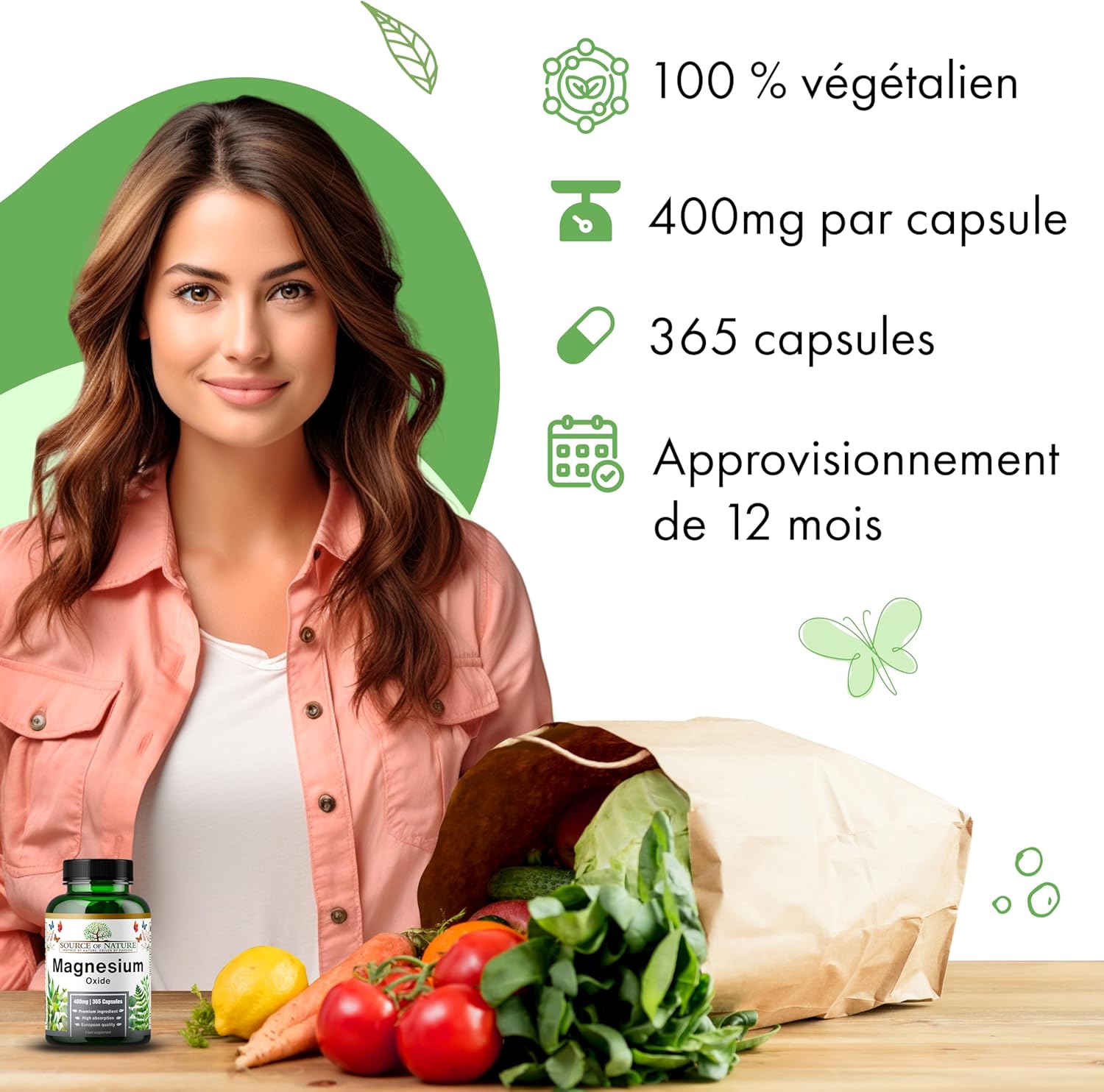 Magnesium Oxide 665 mg | 400 mg Elemental Magnesium | 365 Vegan Capsules | High Dose | 1 Year Reserve | Source of Nature - Image 6