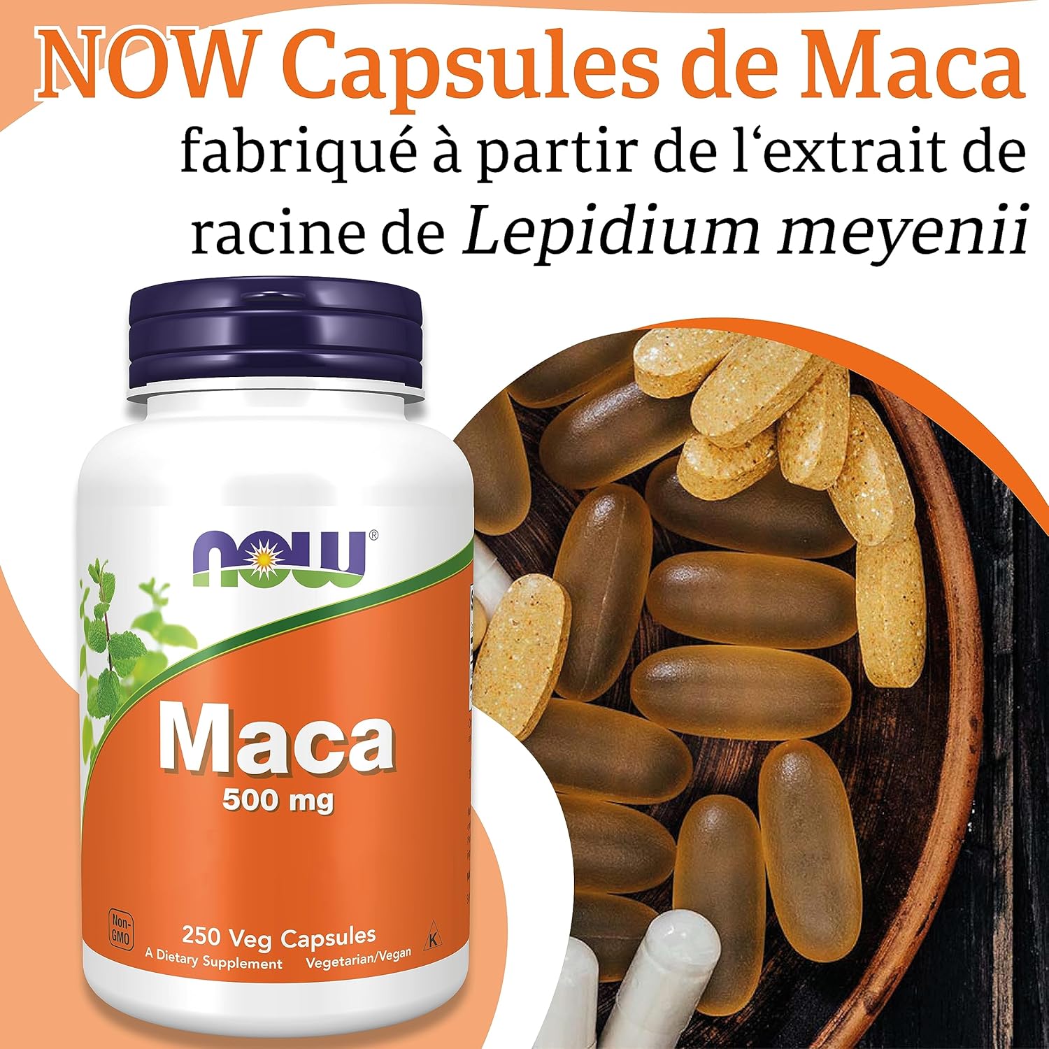 Now Foods, Maca, 500mg, 250 Vegan Capsules, Lab Tested, Vegan, Gluten Free, Soy Free, Vegetarian - Image 4