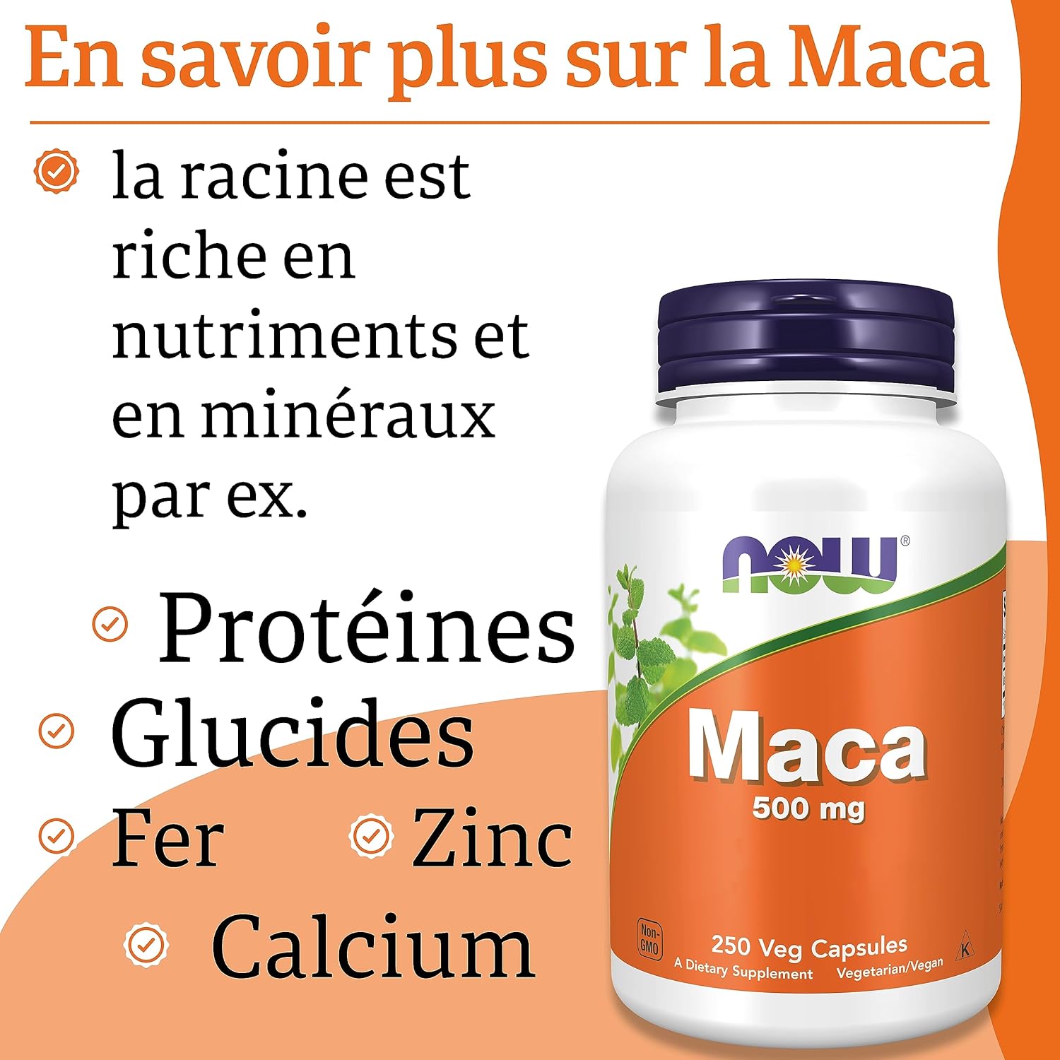 Now Foods, Maca, 500mg, 250 Vegan Capsules, Lab Tested, Vegan, Gluten Free, Soy Free, Vegetarian - Image 5