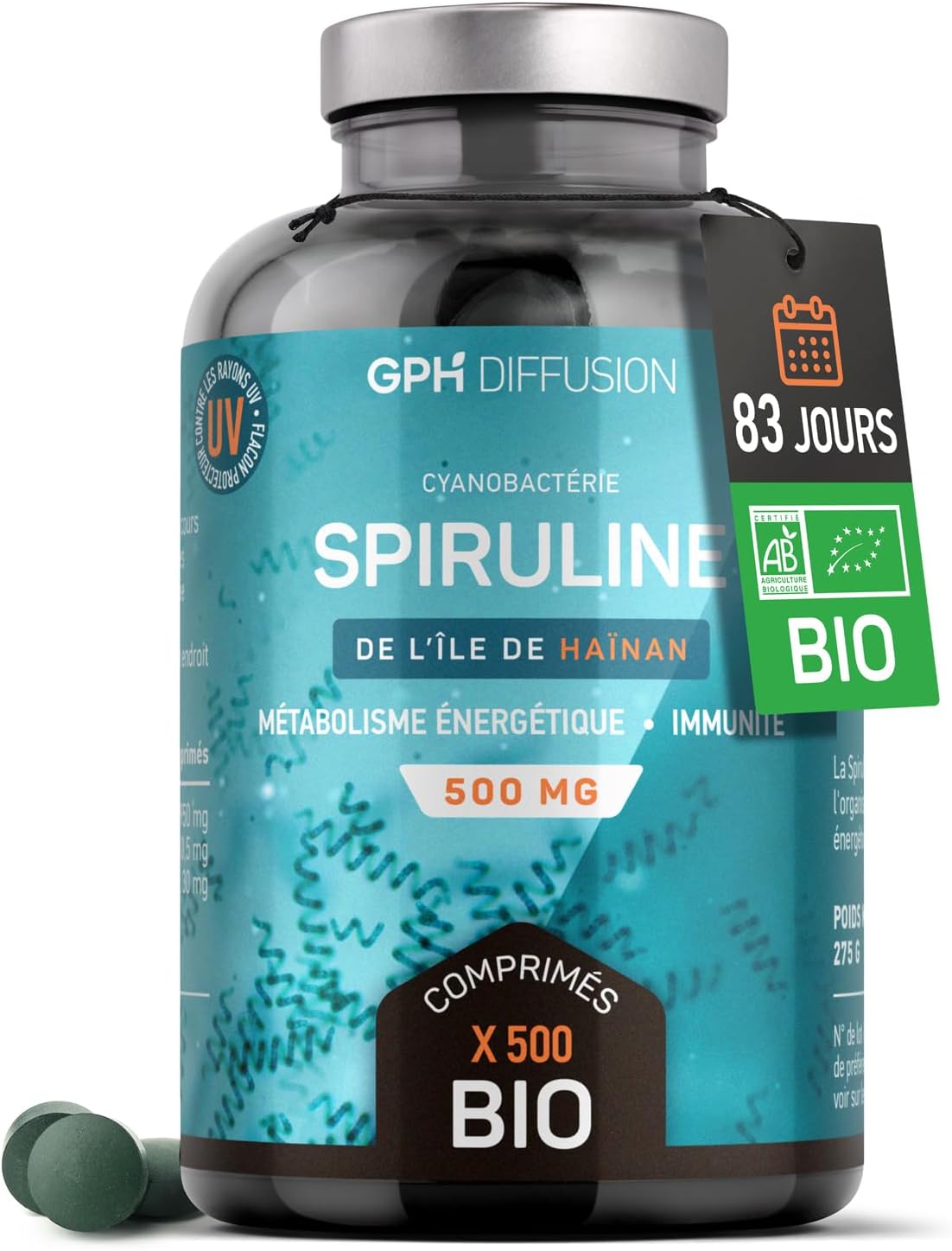 Spirulina Bio 500 mg - 2500 Tablets - Image 3