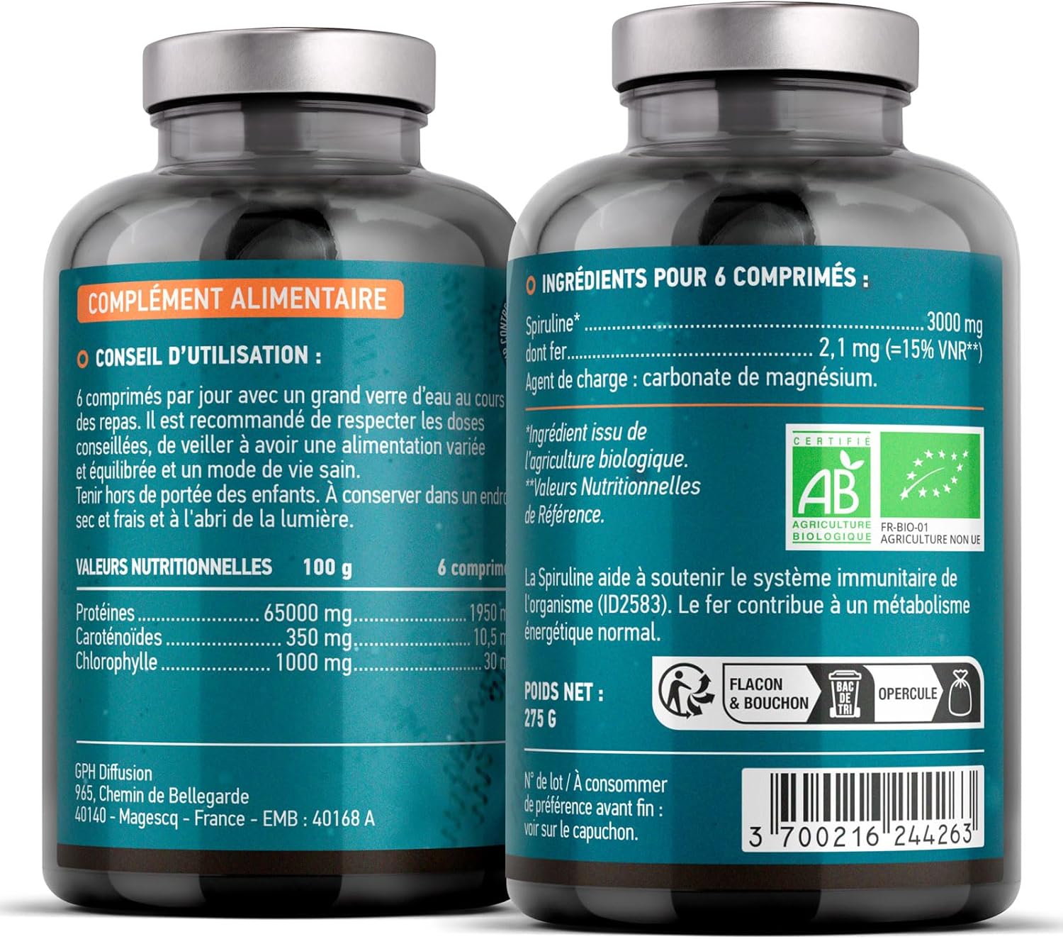 Spirulina Bio 500 mg - 2500 Tablets - Image 4