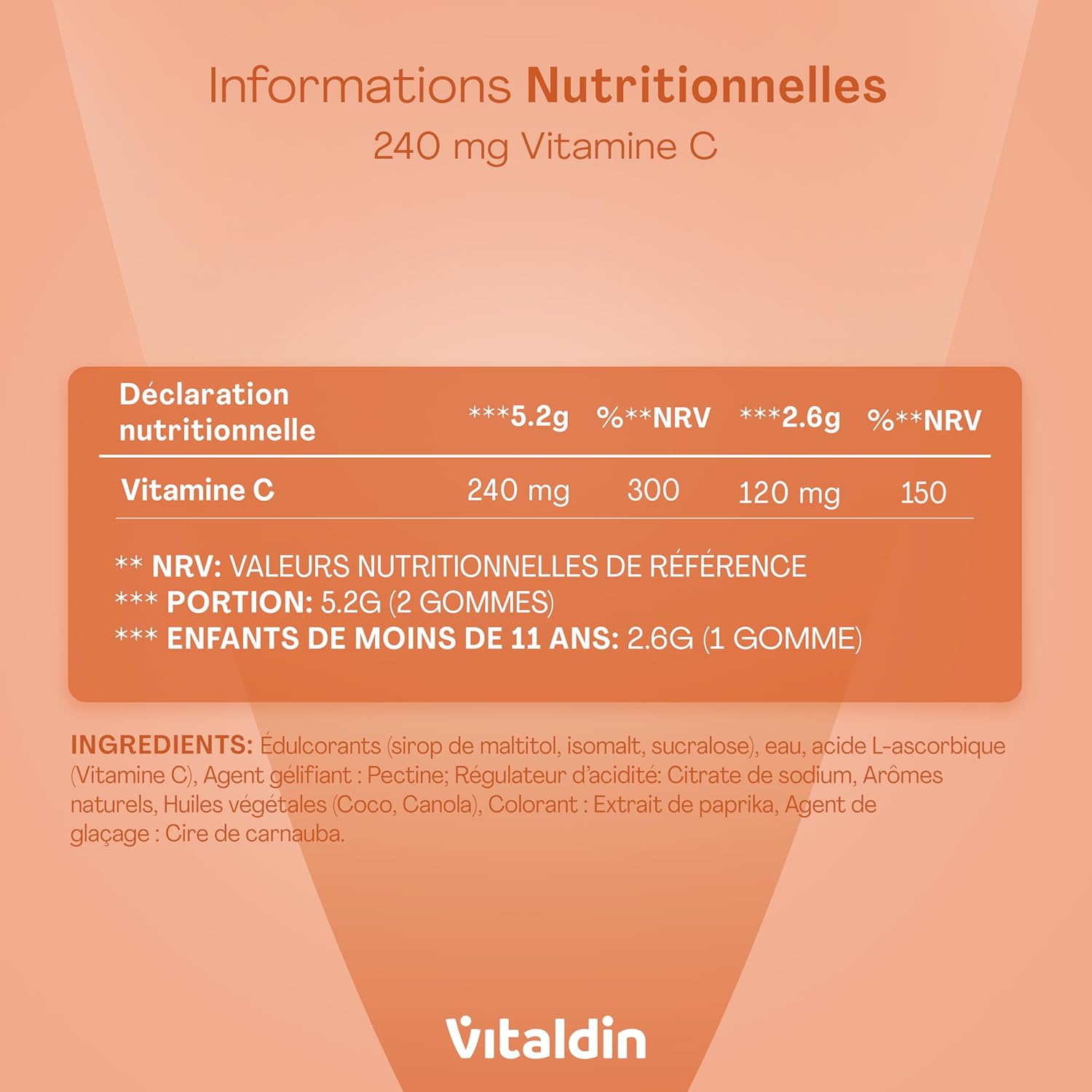 VITALDIN Gummies Vitamin C - 240mg Per Dose - Kids & Adults - Boosts Immunity & Reduces Fatigue - Vegan, Sugar Free, Gluten Free - Orange Flavour - 70 Gummies - Image 8