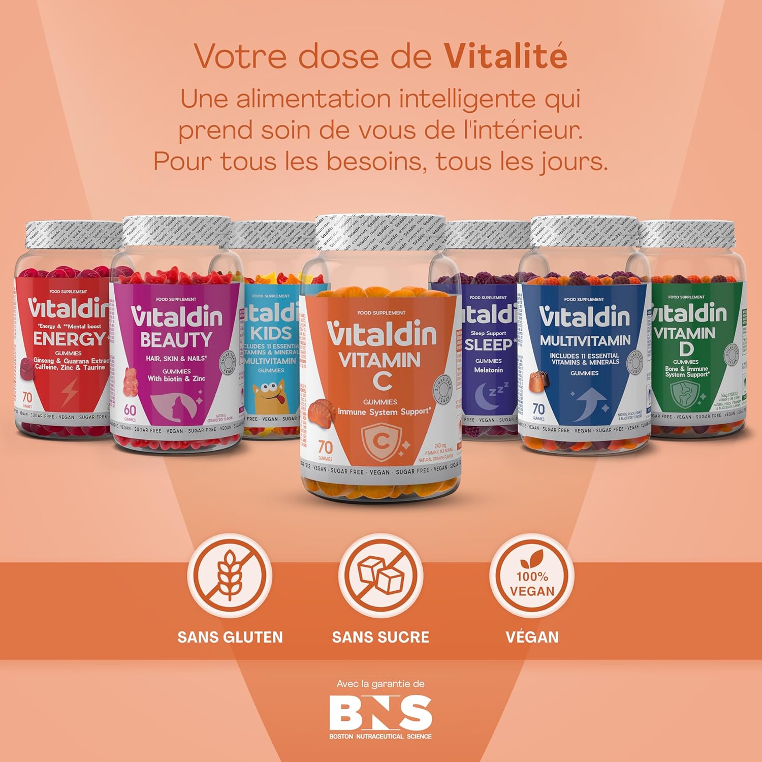 VITALDIN Gummies Vitamin C - 240mg Per Dose - Kids & Adults - Boosts Immunity & Reduces Fatigue - Vegan, Sugar Free, Gluten Free - Orange Flavour - 70 Gummies - Image 10