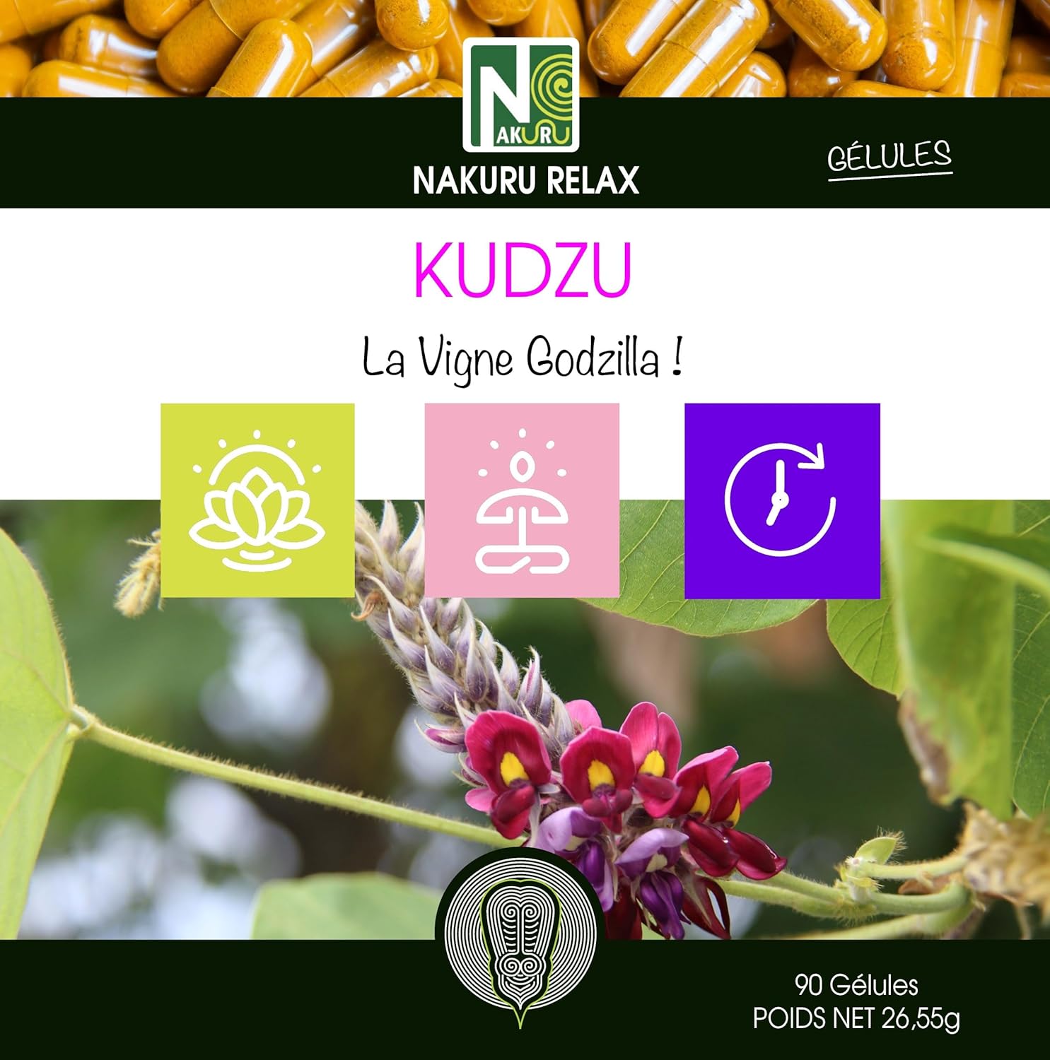 NAKURU | Kudzu | Relax Range | Made in France | "La Vigne Godzilla!" (90 Capsules of 295mg / Net Weight: 26.5g) - Image 4