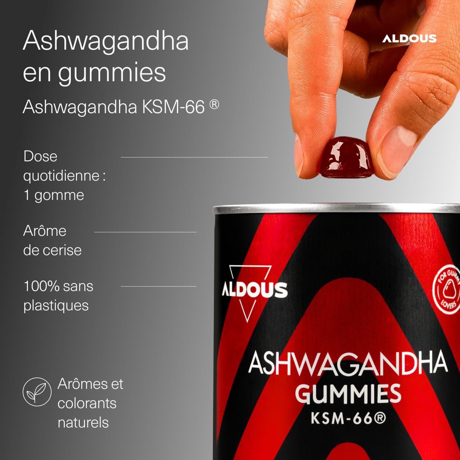 Ashwagandha Gummies Ashwagandha KSM-66 Withania Somnifera Anti-Stress, Calms Anxiety, Natural Relaxation - Energy and Vitality - 120 Erasers - Cherry Flavour - Image 3