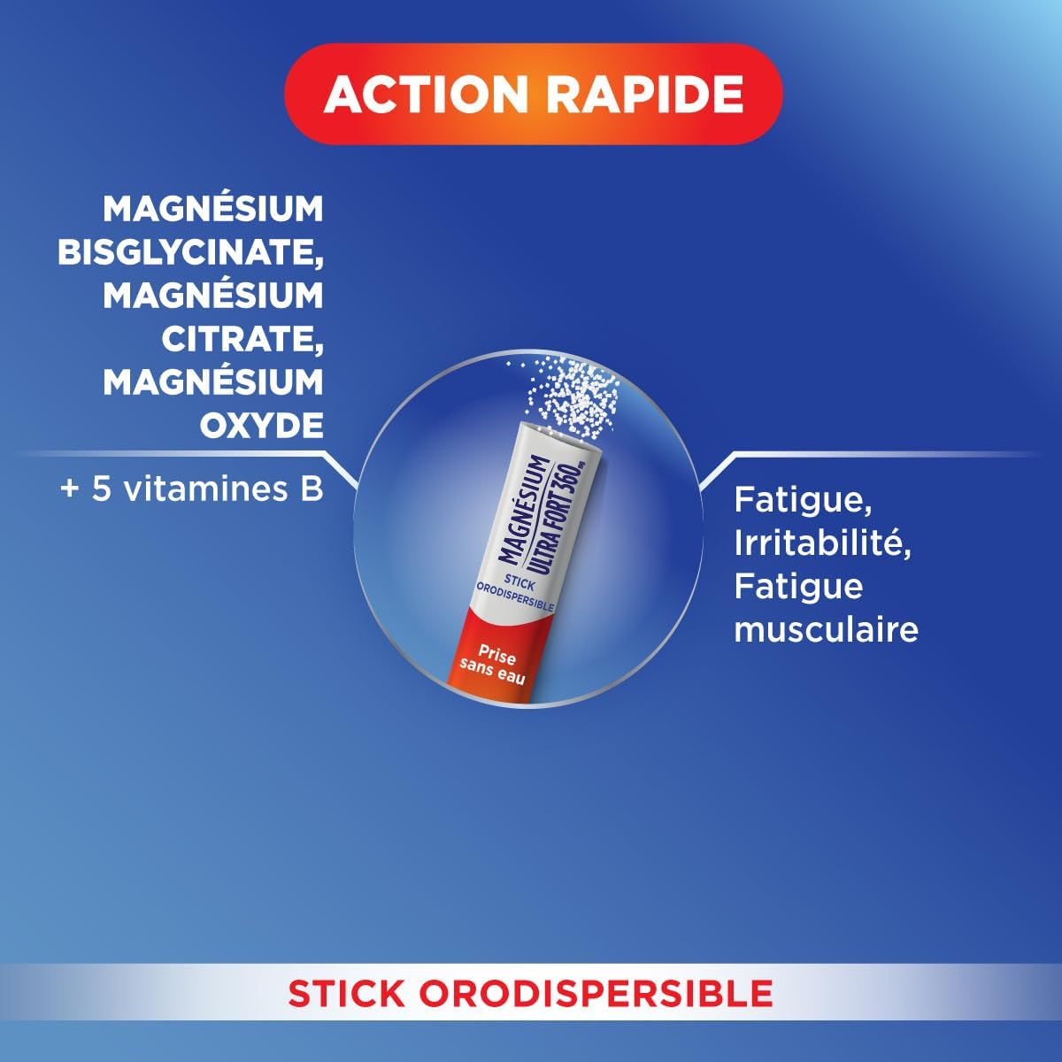 Forté Pharma - Magnesium Ultra Strong 360 - Energy booster, Irritability, Muscle fatigue, Fast action - 3 magnesium sources including bisglycinate, 5 B vitamins - 30 orodispersible sticks, 1/day - Image 3