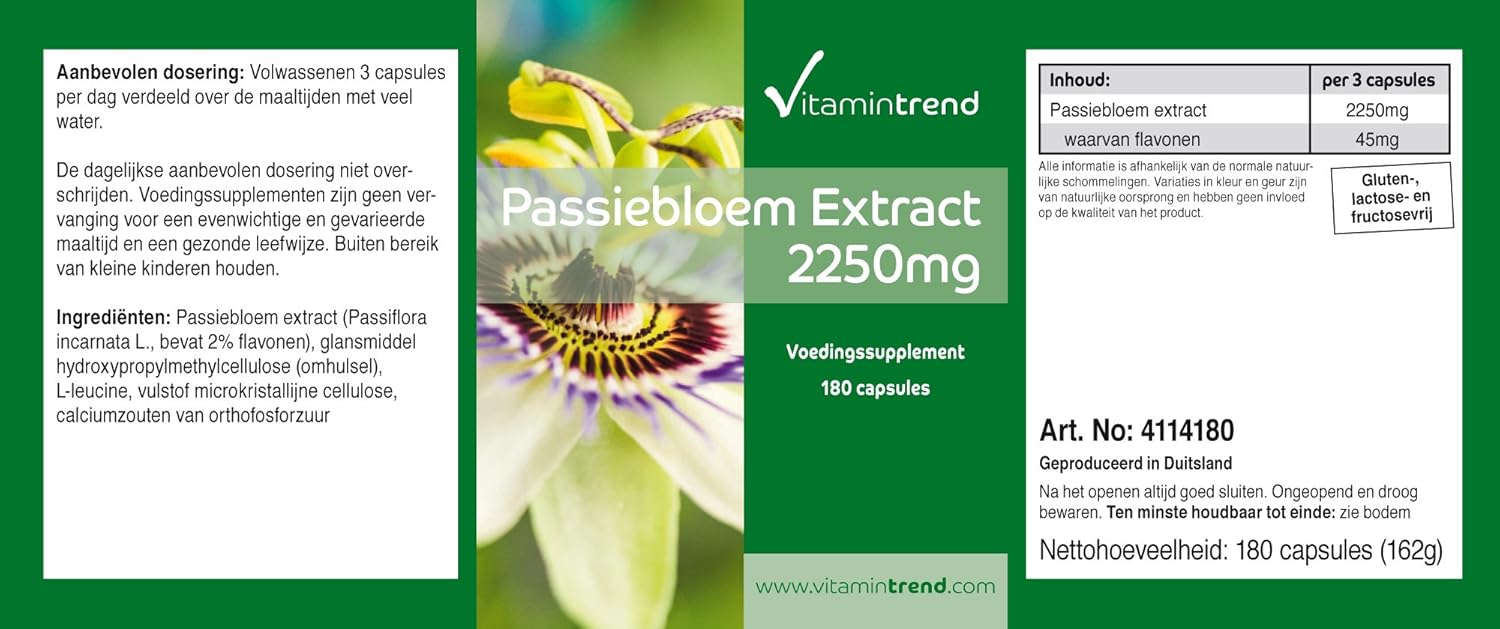 Passionflower Extract 2250mg - Box of 180 capsules -! FOR 2 MONTHS! – Vegan | Vitamintrend® - Image 7