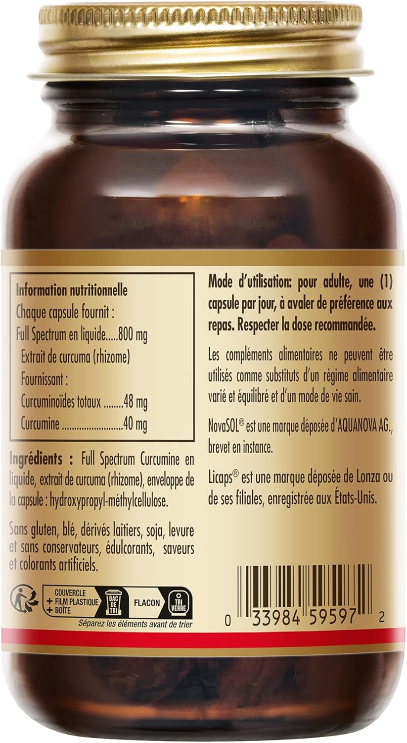 Solgar Full Spectrum Curcumin - Antioxidants - Bone Health - Joints - Food Supplement - Bottle of 30 Capsules - Image 6