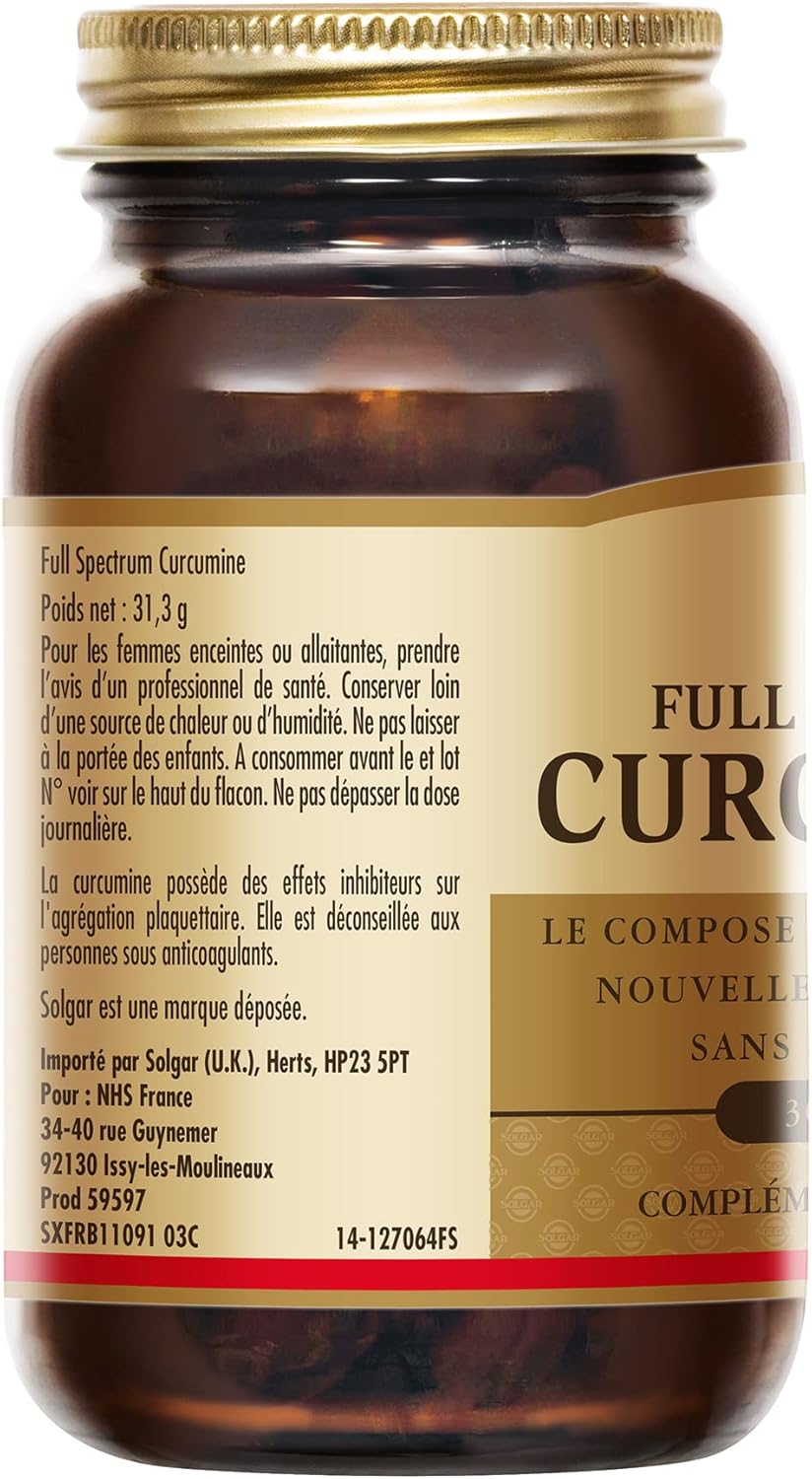 Solgar Full Spectrum Curcumin - Antioxidants - Bone Health - Joints - Food Supplement - Bottle of 30 Capsules - Image 7