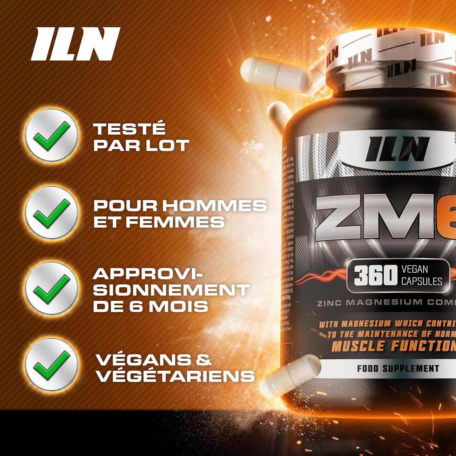 ZM6 High Dose Zinc-Magnesium Supplement - Normal Muscle Function - 360 Vegan Capsules - Image 6