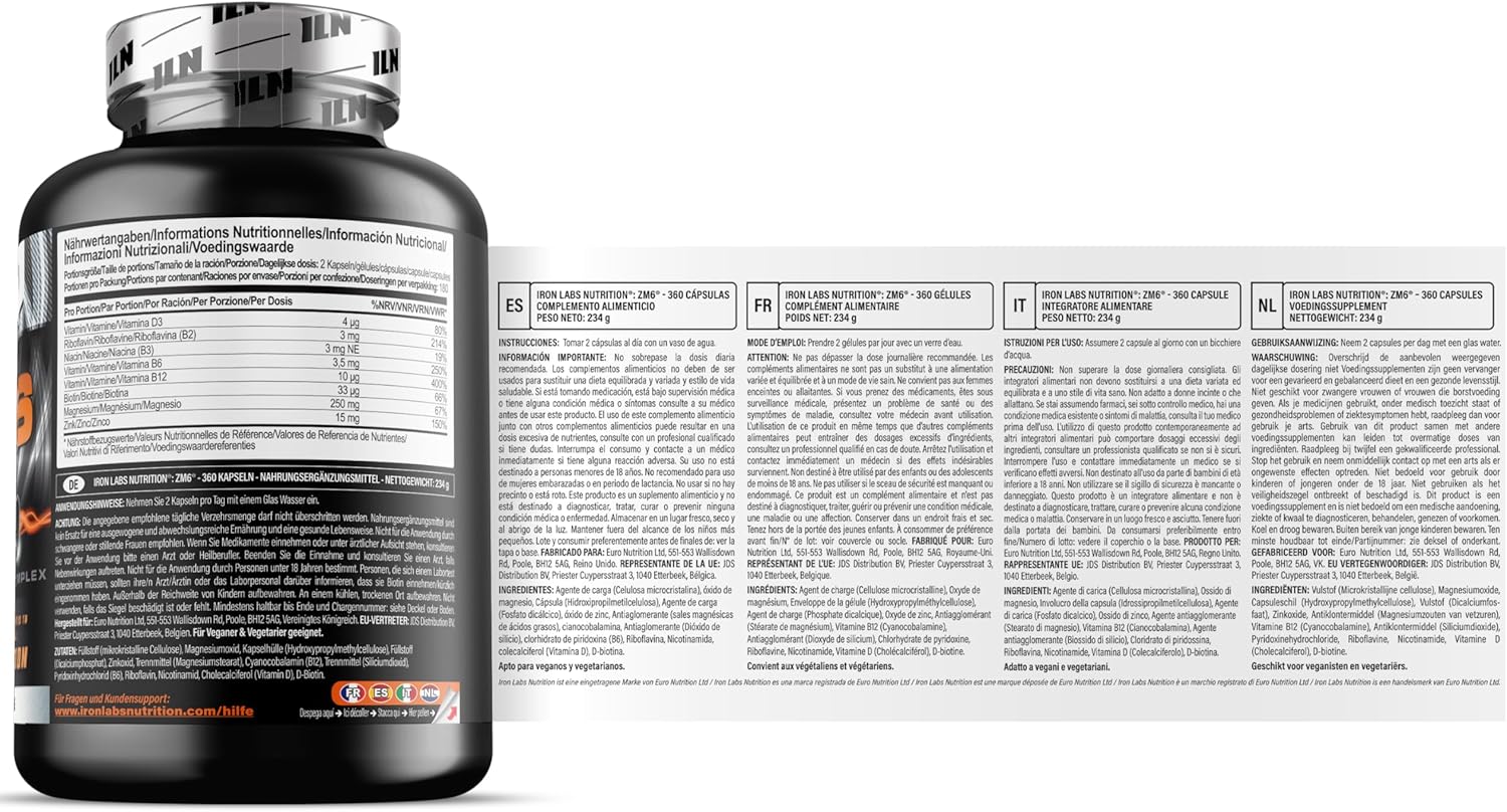 ZM6 High Dose Zinc-Magnesium Supplement - Normal Muscle Function - 360 Vegan Capsules - Image 8