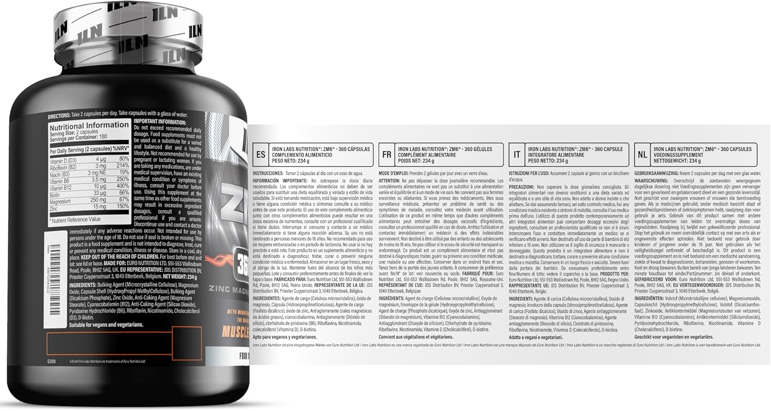 ZM6 High Dose Zinc-Magnesium Supplement - Normal Muscle Function - 360 Vegan Capsules - Image 9