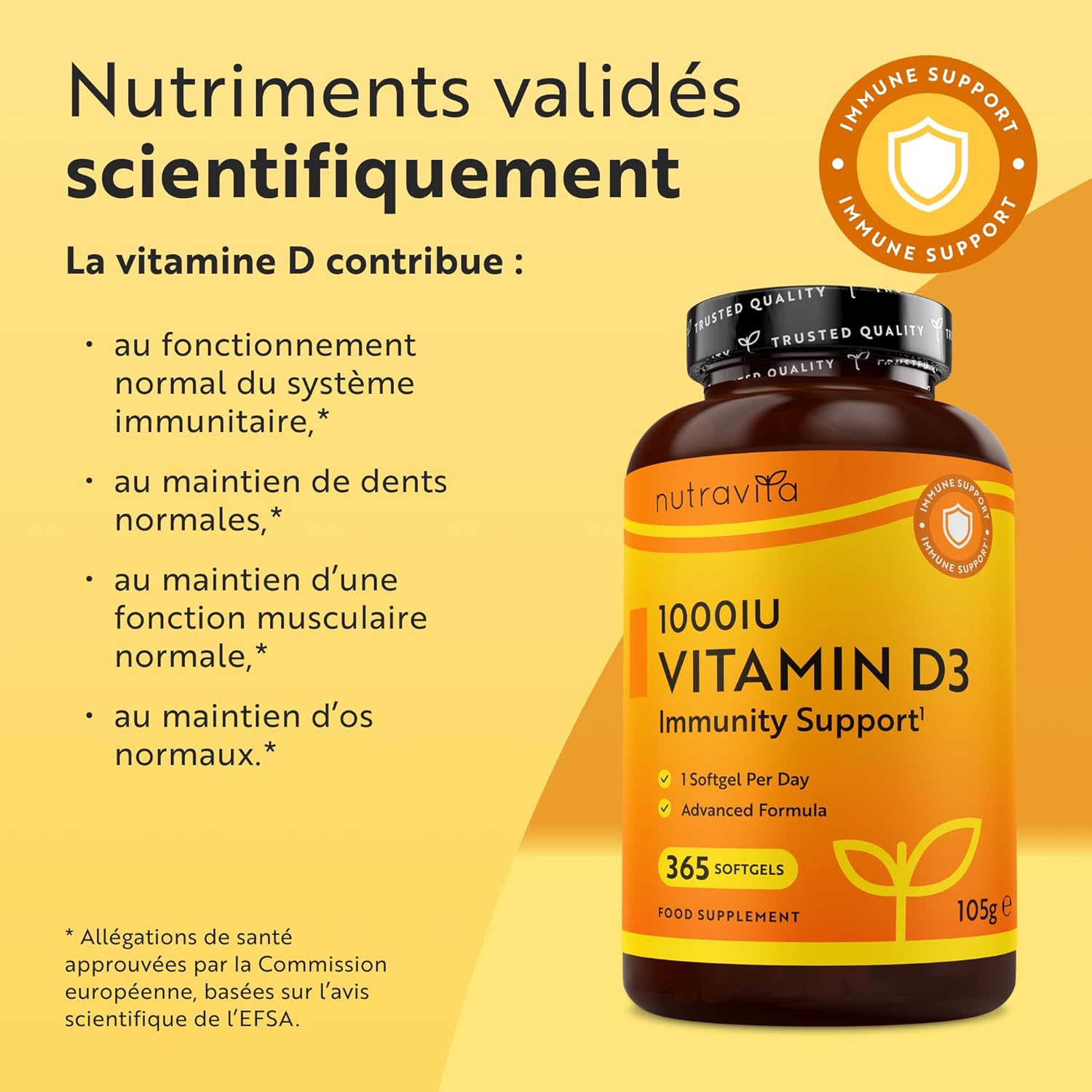 Nutravita Vitamin D 1000 IU - 365 Soft Capsules - Vitamin D3 For 1 Year Whole - Maintaining a Healthy Immune System, Bones & Teeth - Vitamin D 1000ui Cholecalciferol - Adult Vitamins - Image 3