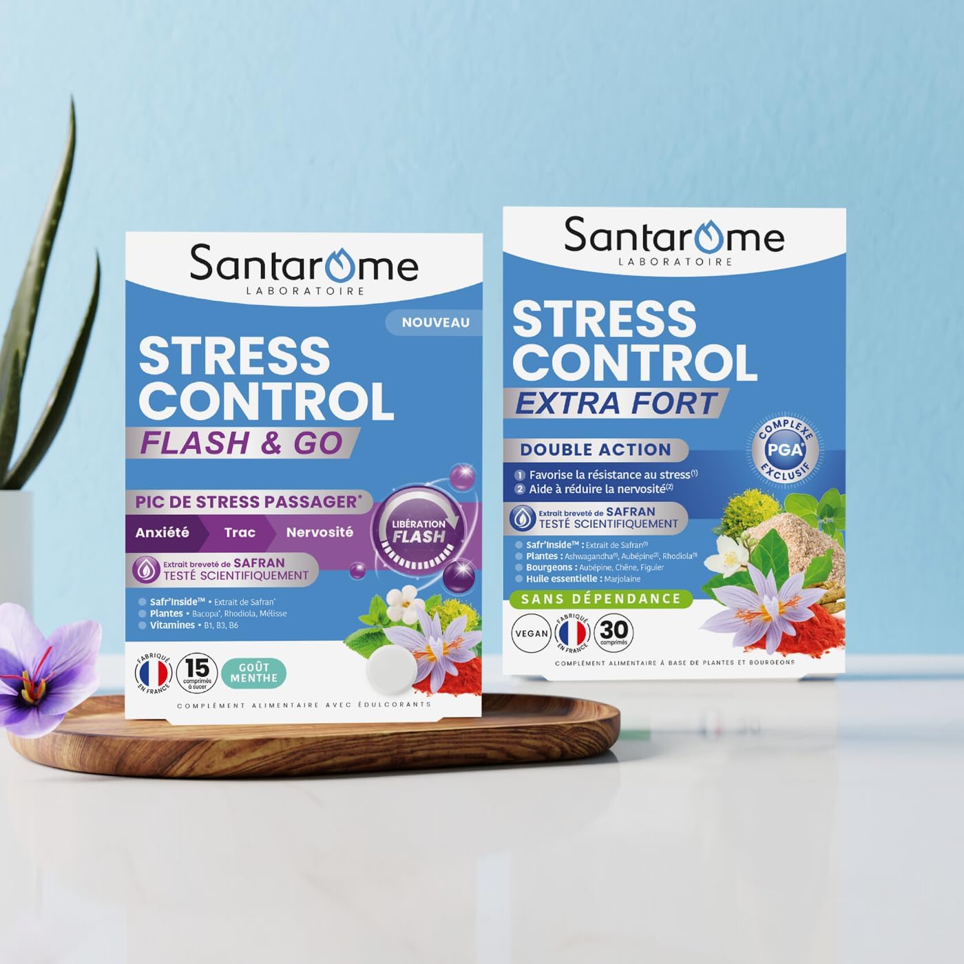 Santarome Stress Control Flash & Go – Anti-Stress Natural Flash Action – Saffron Safr'inside 150 mg – Anxiety, Nervousness, Trac, Stress Spikes – Relaxation & Nervous Balance – 15 Tablets - Image 8