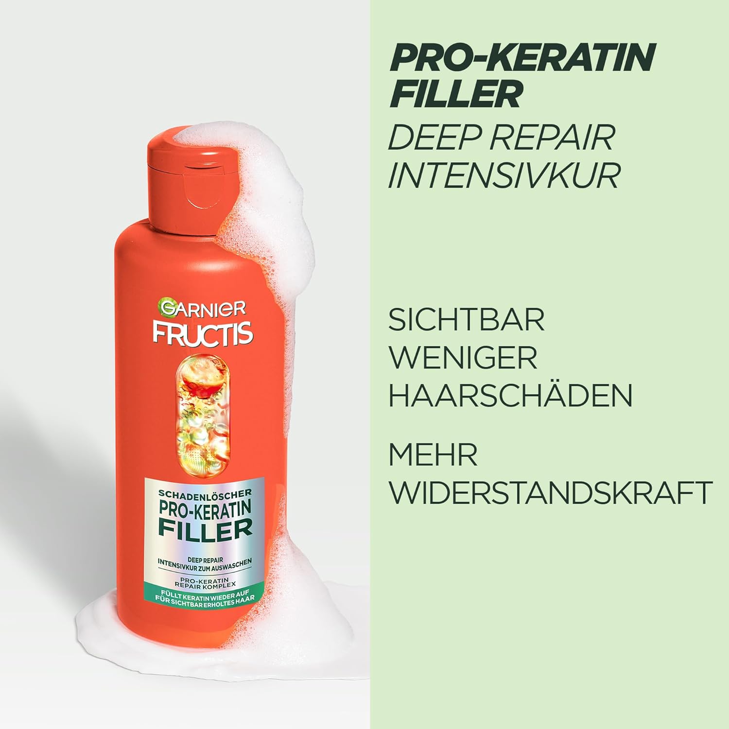 Garnier Fructis 4 x Fire Extinguisher Bottles for Damaged Hair with Pro-Keratin and Marula Oil, Shampoo 250ml, Conditioner 200ml, Curing 200ml, Mask 320ml - Image 6