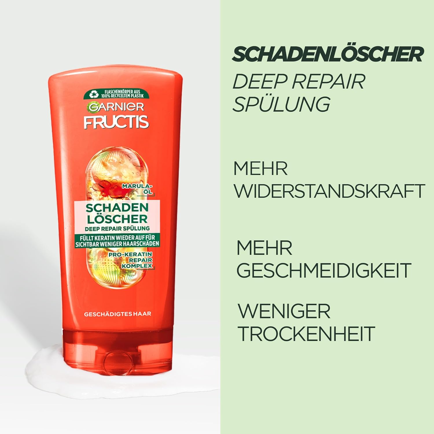 Garnier Fructis 4 x Fire Extinguisher Bottles for Damaged Hair with Pro-Keratin and Marula Oil, Shampoo 250ml, Conditioner 200ml, Curing 200ml, Mask 320ml - Image 7