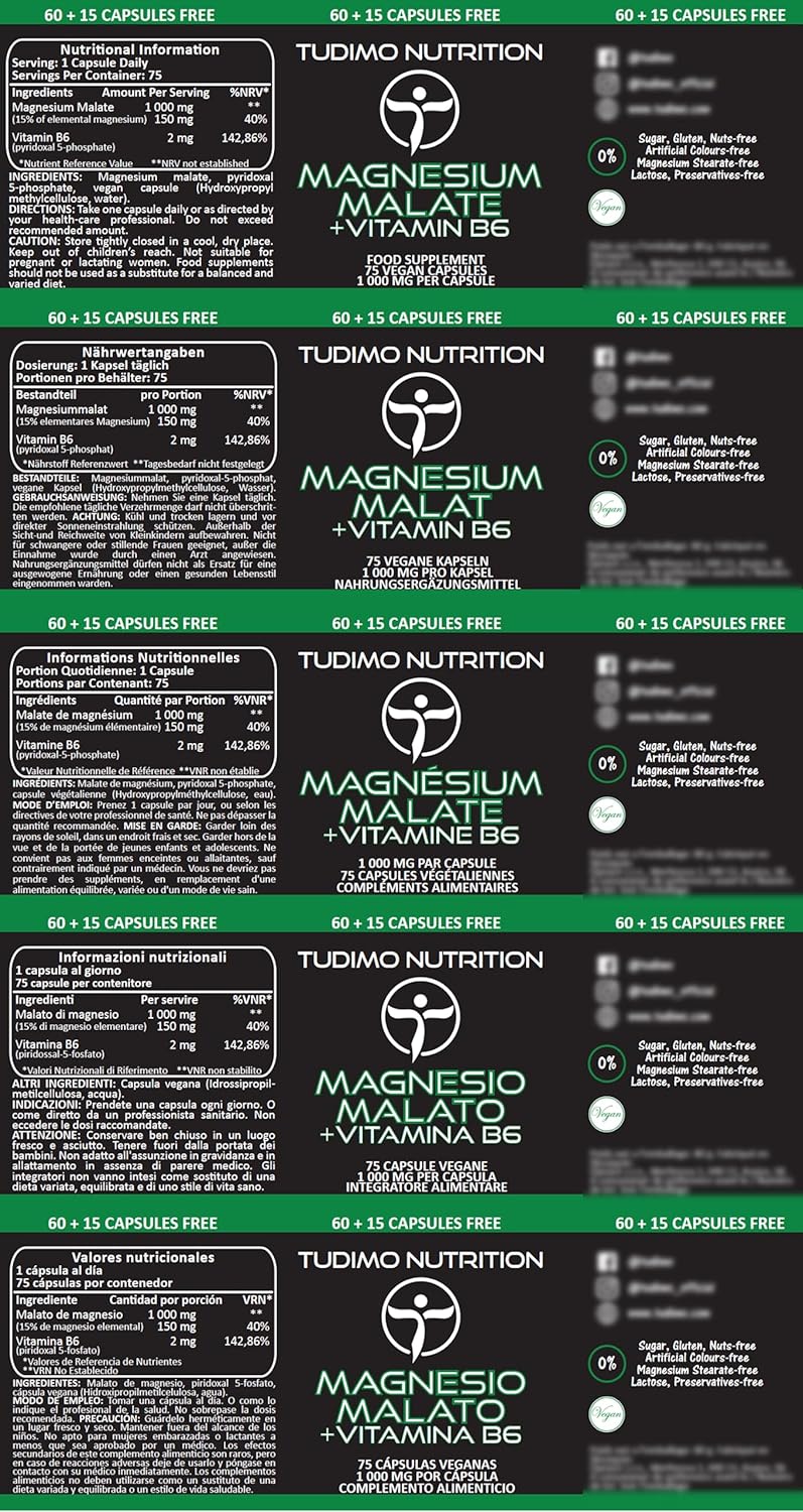 Vegan Magnesium Malate with Vitamin B6 – 1000mg | 150mg Elemental Magnesium + Vit B6 – 75 Fast Disintegrating Capsules (2+ Months), with 150mg Magnesium Malate Mineral Powder - Image 10