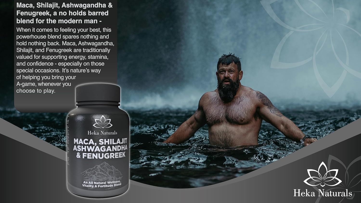 Heka Naturals Male Vitality Complex | 90 Capsules with Ashwagandha, Maca, Fenugreek & Shilajit, Plant Extracts Traditionally Used for General Wellness and Active Lifestyles - Image 3