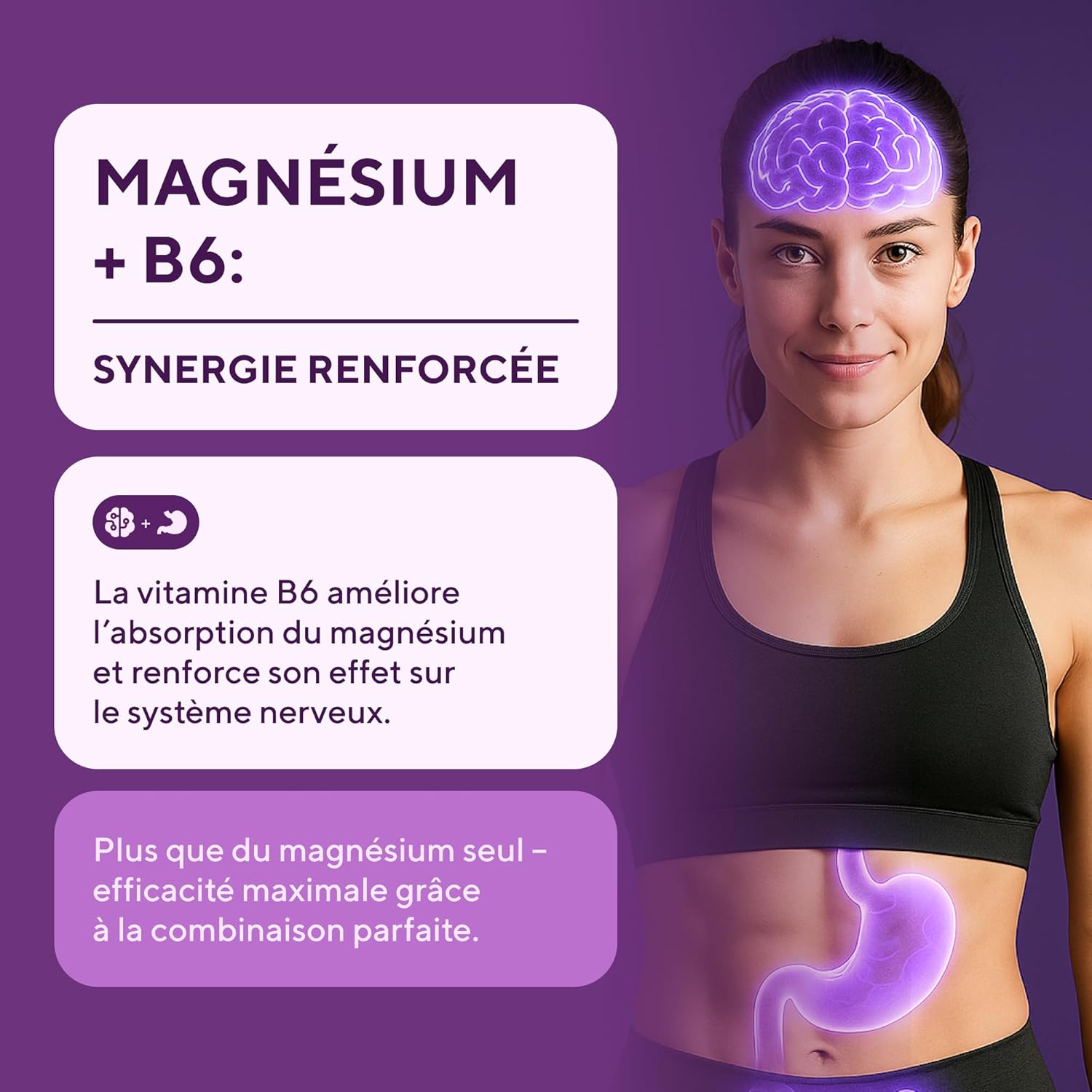 Magnesium Bisglycinate 200mg - With Vitamin B6 for Better Absorption - High Dose & Lab Tested - Magnesium Complex - Vegan Capsules Without Additives - 60 Capsules - Image 3