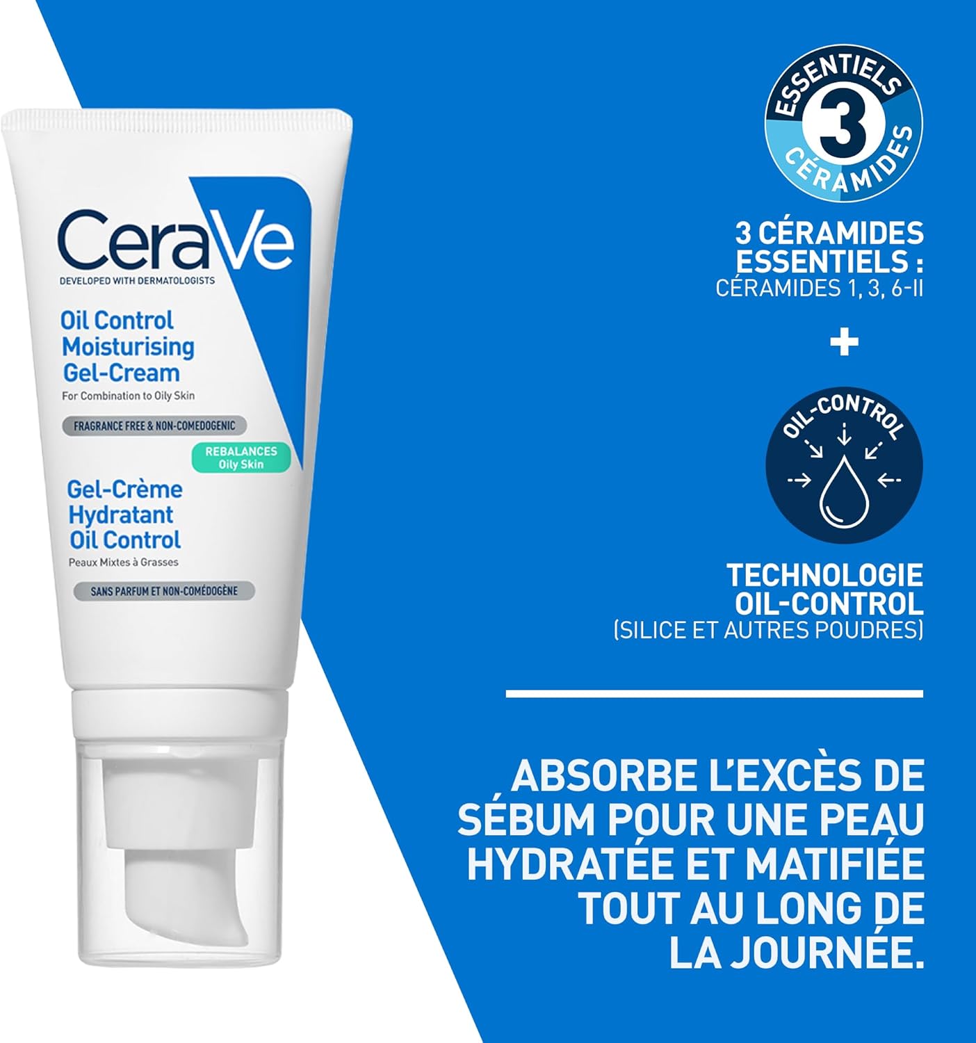 CeraVe - Oil Control Moisturizing Face Gel-Cream - Continually moisturizes, restores skin barrier, soothes - 3 Essential Ceramides, Niacinamide, Hyaluronic Acid - Combination to Oily Skin - 53 ml - Image 4