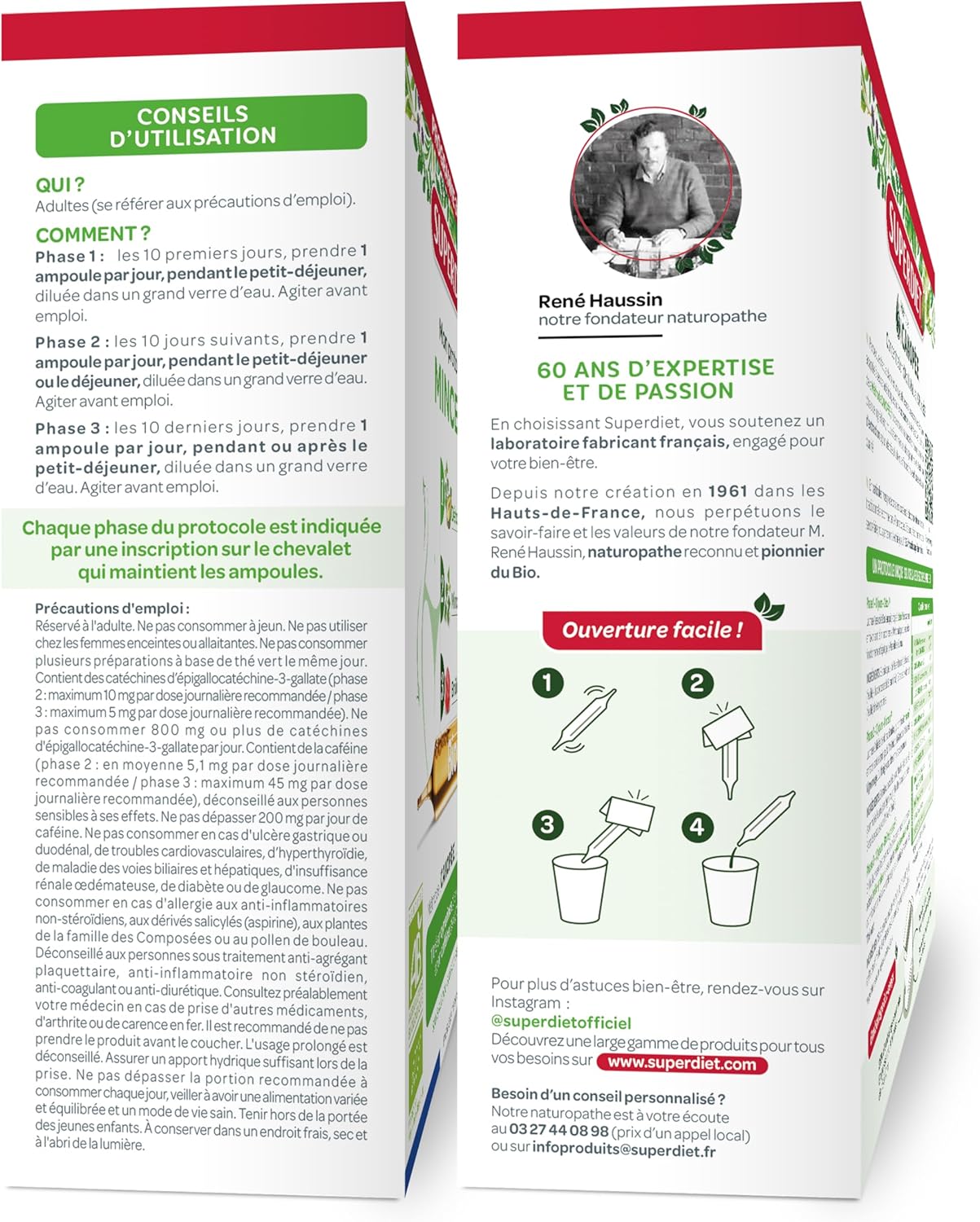 SUPERDIET – Organic slimming protocol – 3 progressive phases: detox, slimming, fat burning – Made in France – 10 plants – 30 ampoules of 10 ml - Image 3