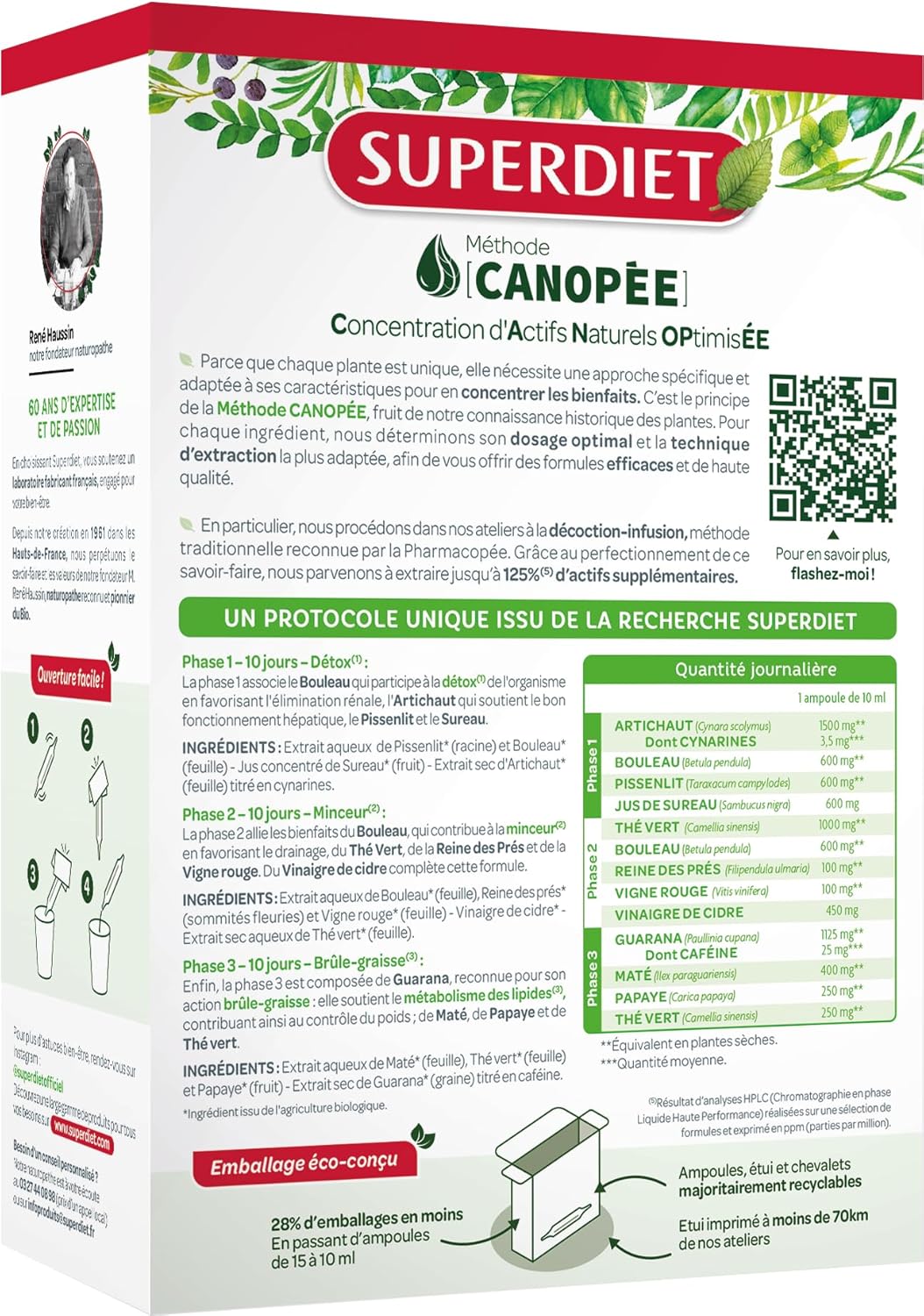 SUPERDIET – Organic slimming protocol – 3 progressive phases: detox, slimming, fat burning – Made in France – 10 plants – 30 ampoules of 10 ml - Image 4